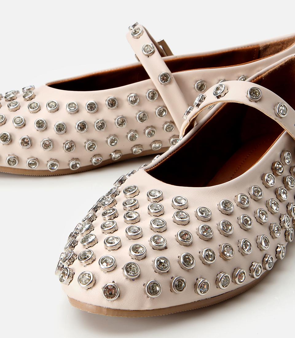 Kadın Bej Taşlı Babet