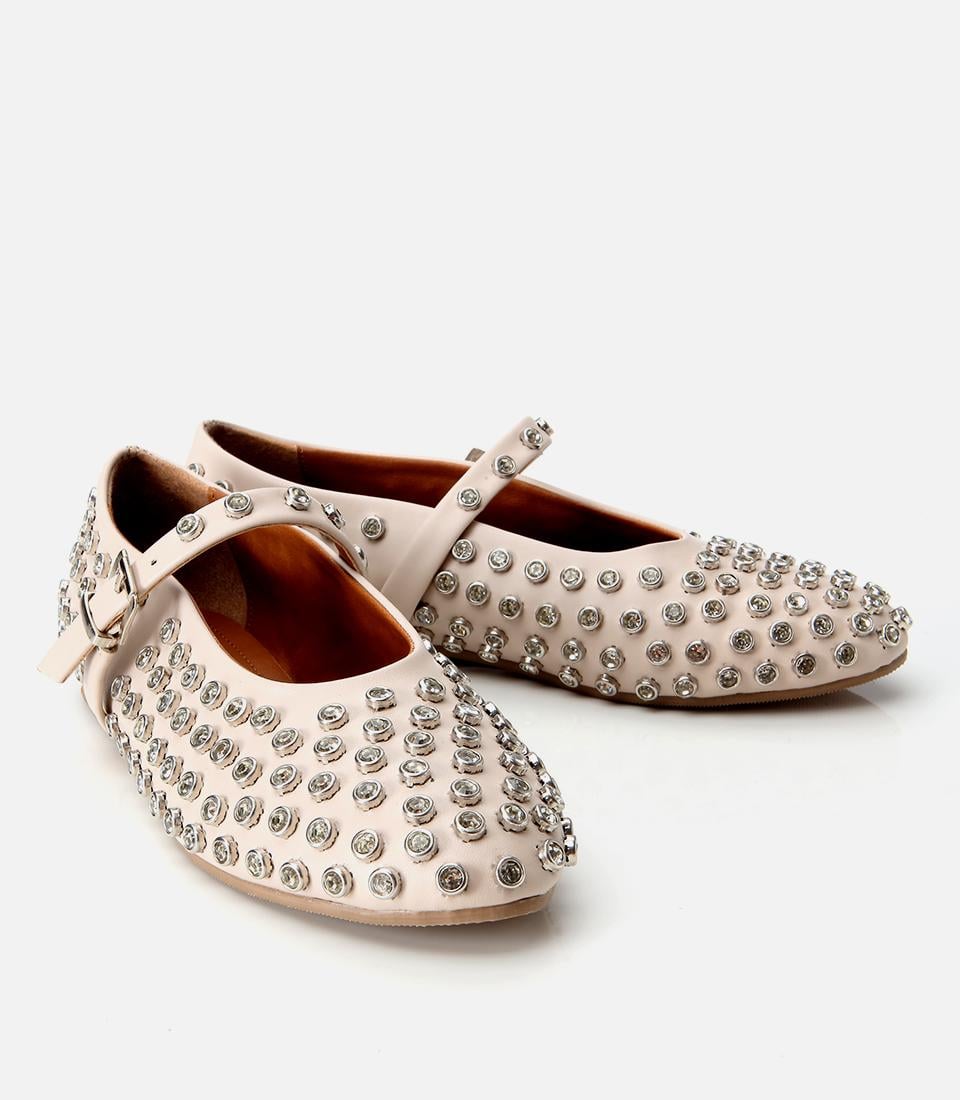 Kadın Bej Taşlı Babet