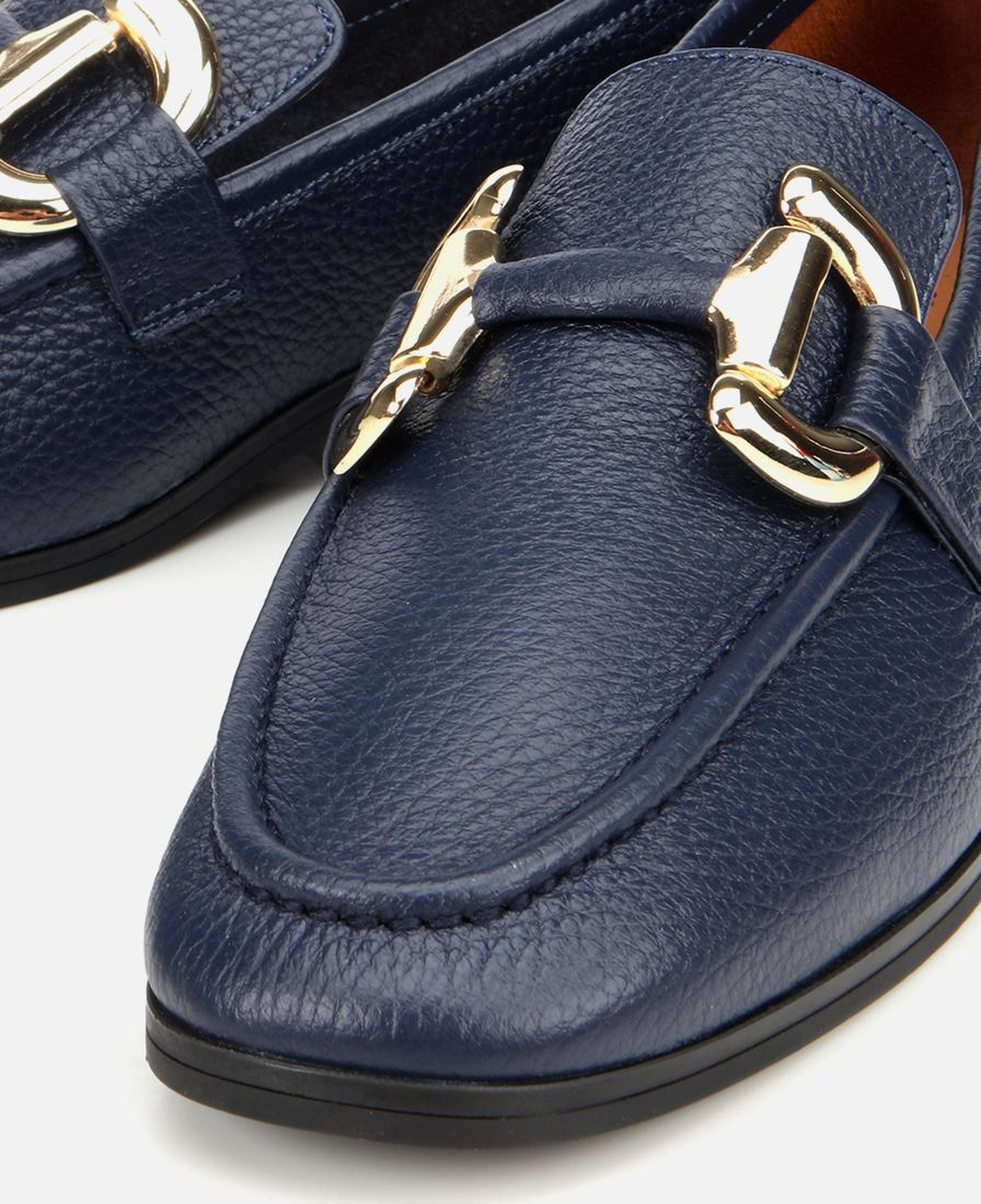 Kadın Deri Lacivert Tokalı Klasik Loafer