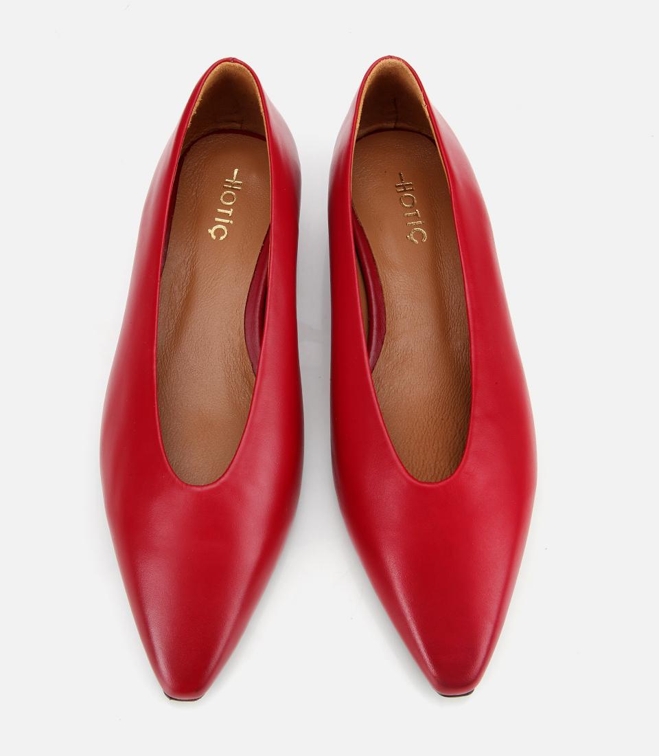 Kadın Deri Kırmızı Yumuşak Dokulu Babet