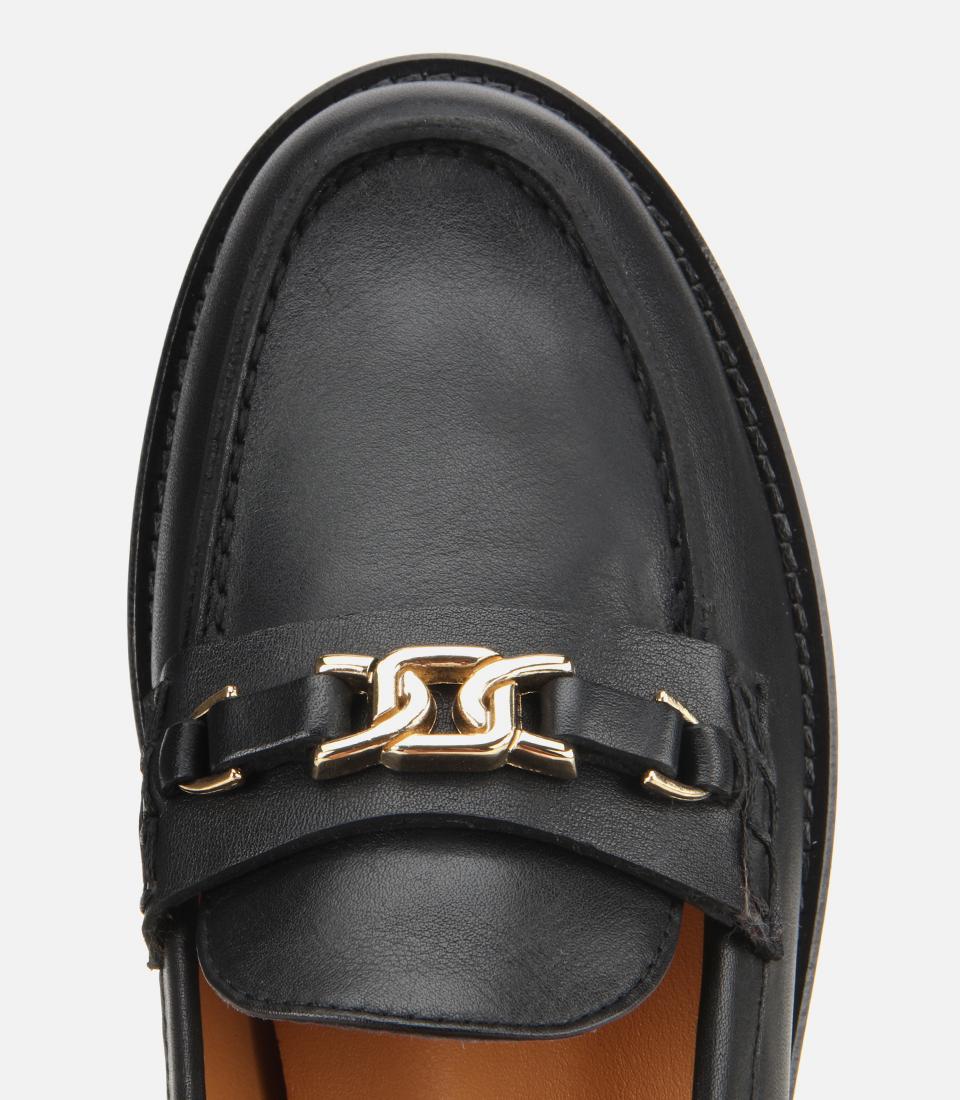 Kadın Deri Siyah Tokalı Klasik Loafer