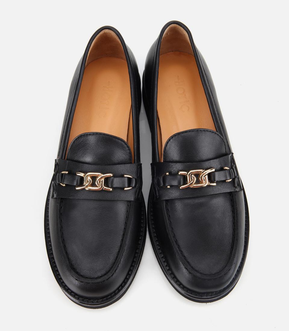 Kadın Deri Siyah Tokalı Klasik Loafer