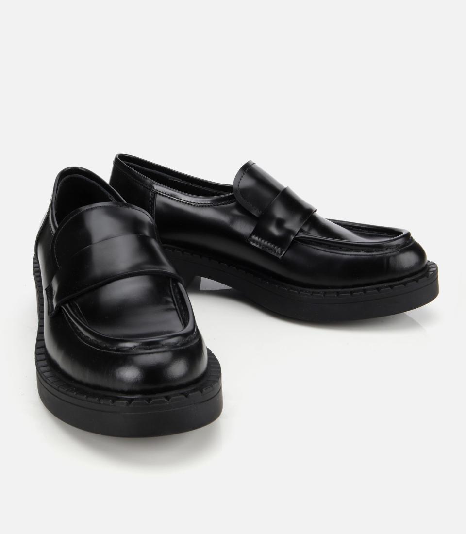 Kadın Açma Deri Siyah Günlük Loafer