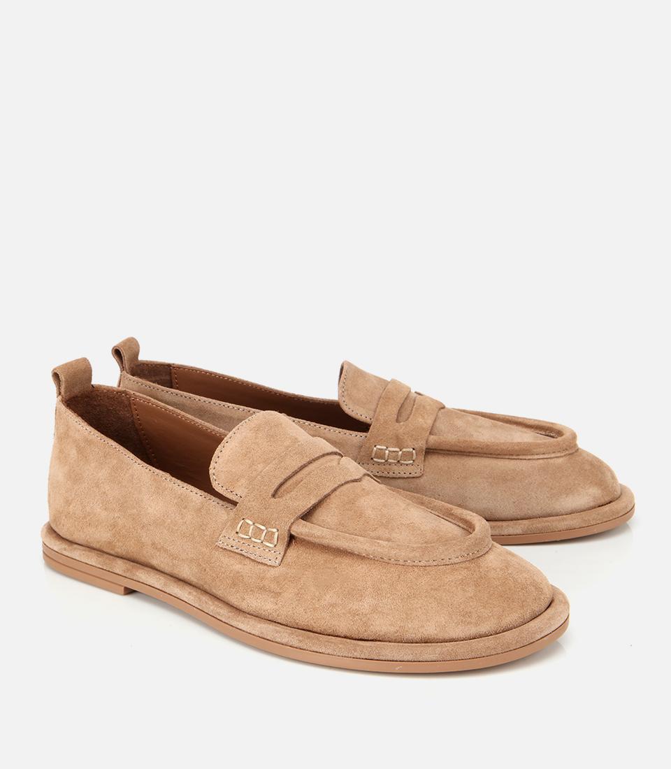 Kadın Deri Bej Yumuşak Dokulu Günlük Loafer