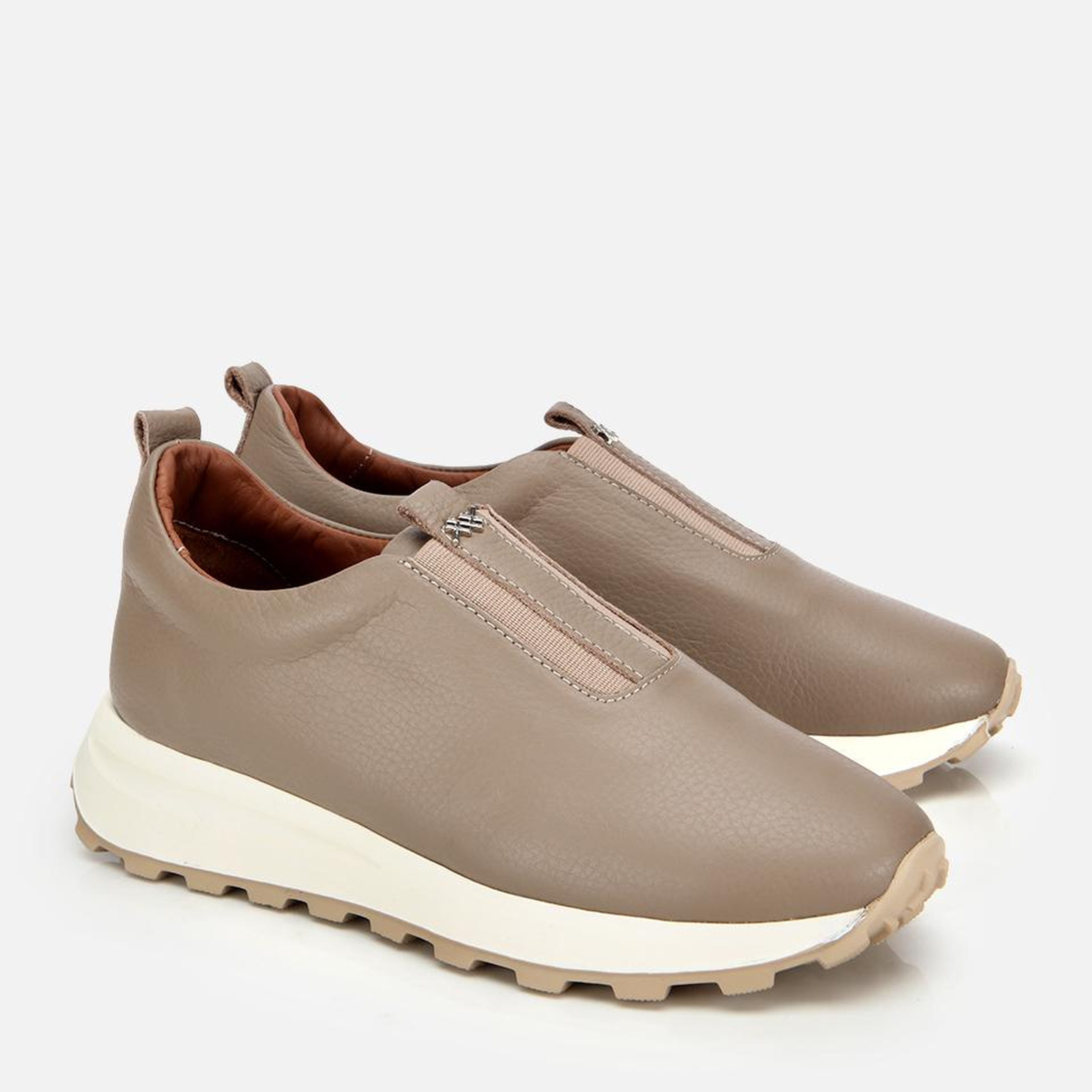 Kadın Deri Vizon Lastik Detaylı Spor Ayakkabı