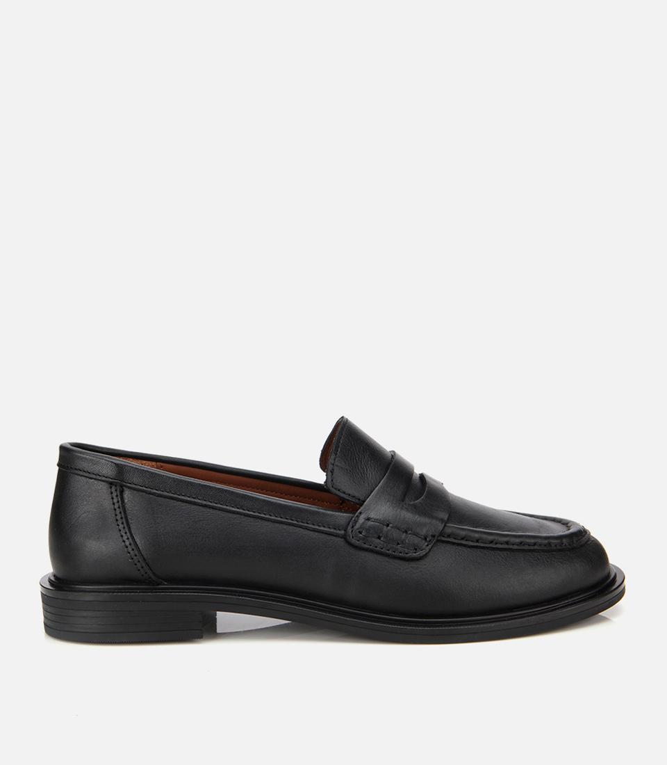 Kadın Deri Siyah Yumuşak Dokulu Klasik Loafer