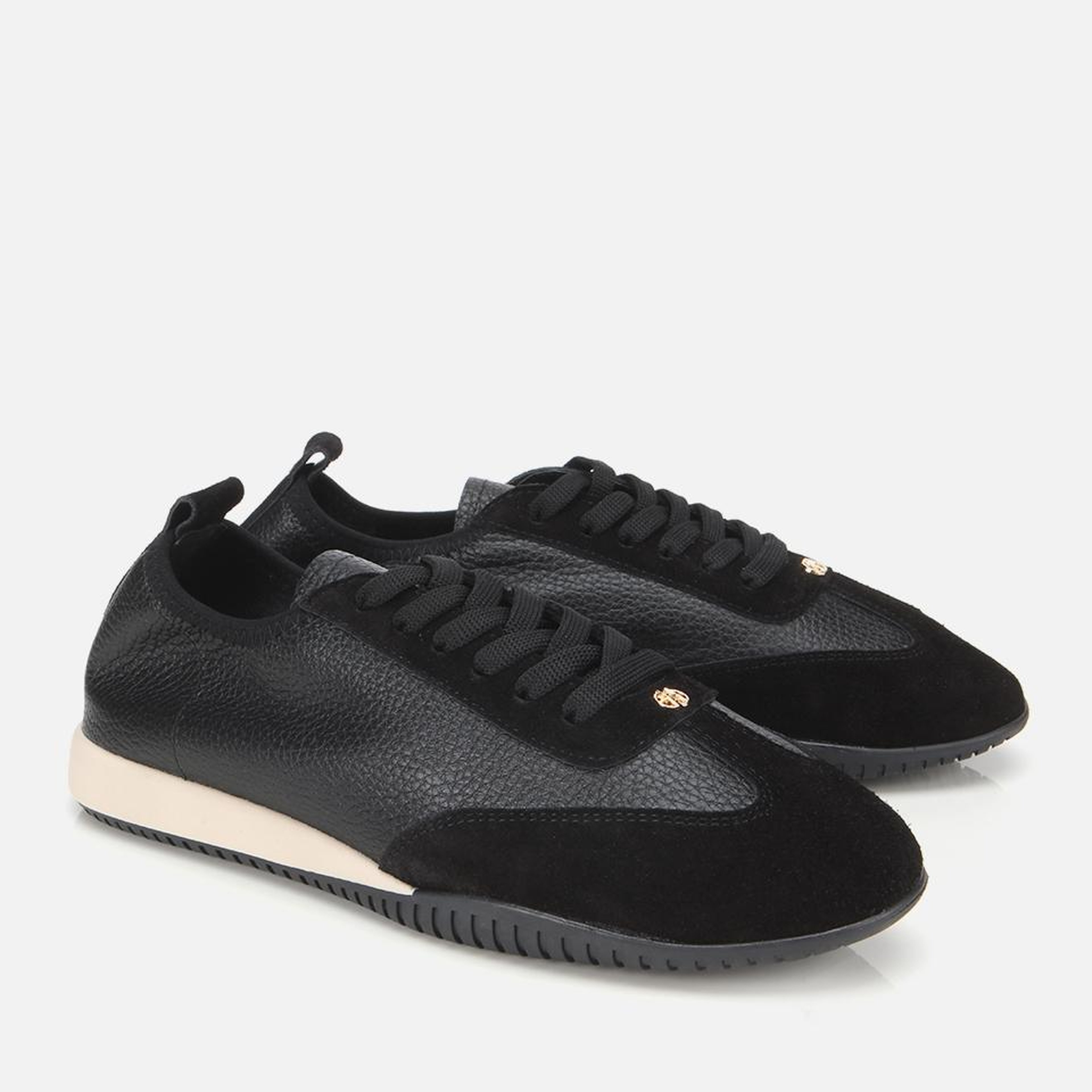 Kadın Deri Siyah Esnek Tabanlı Spor Ayakkabı