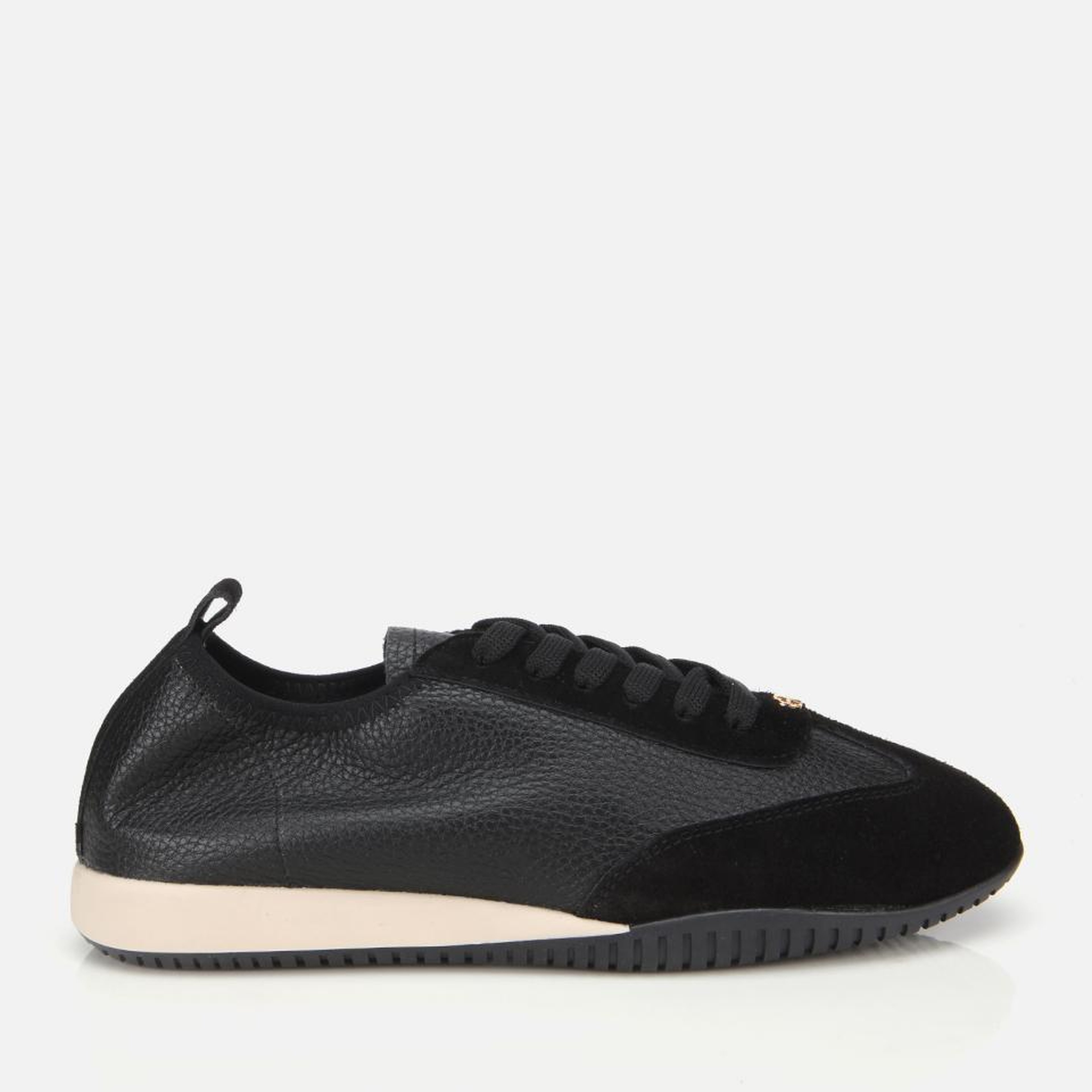 Kadın Deri Siyah Esnek Tabanlı Spor Ayakkabı