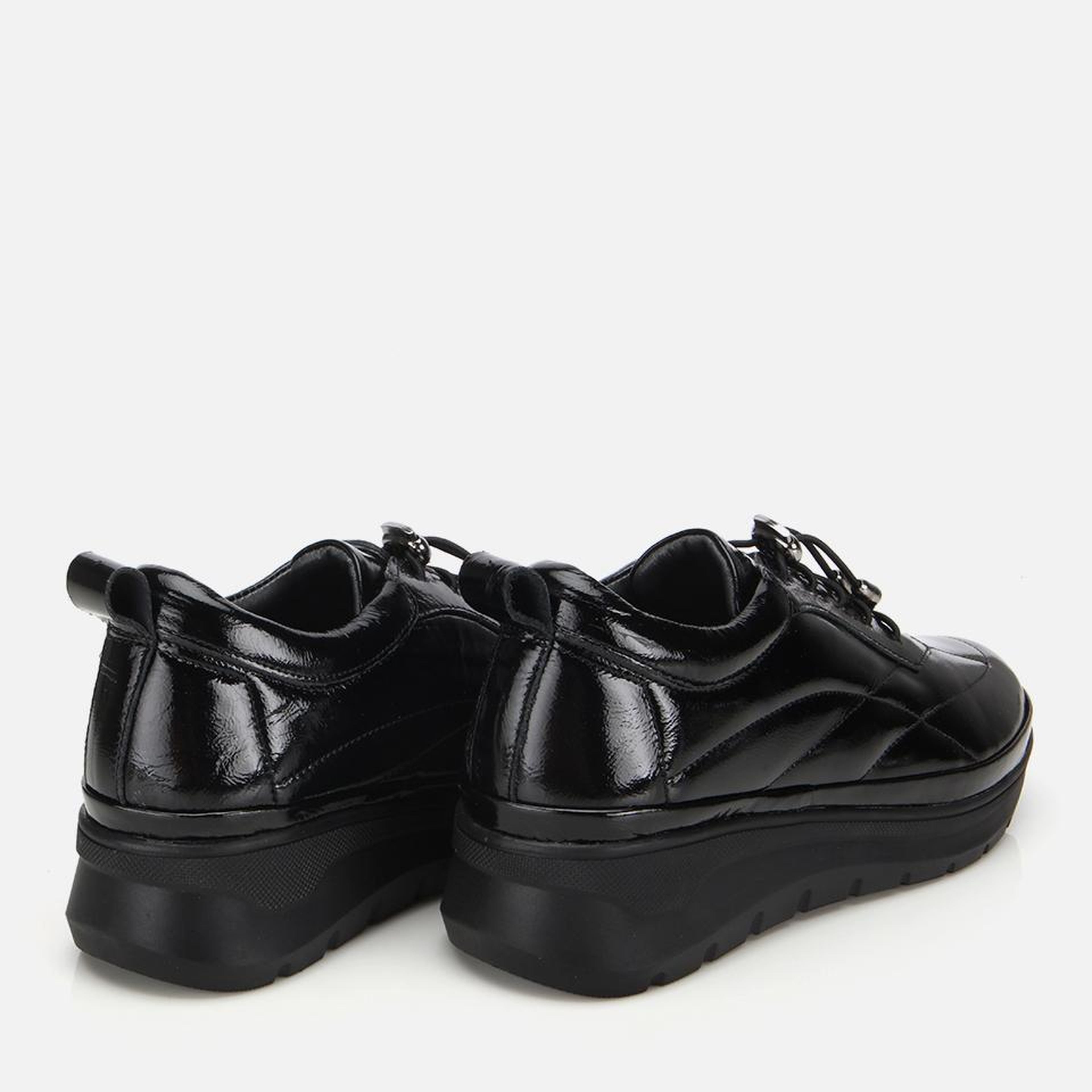 Kadın Rugan Deri Siyah Dolgu Topuklu Spor Ayakkabı