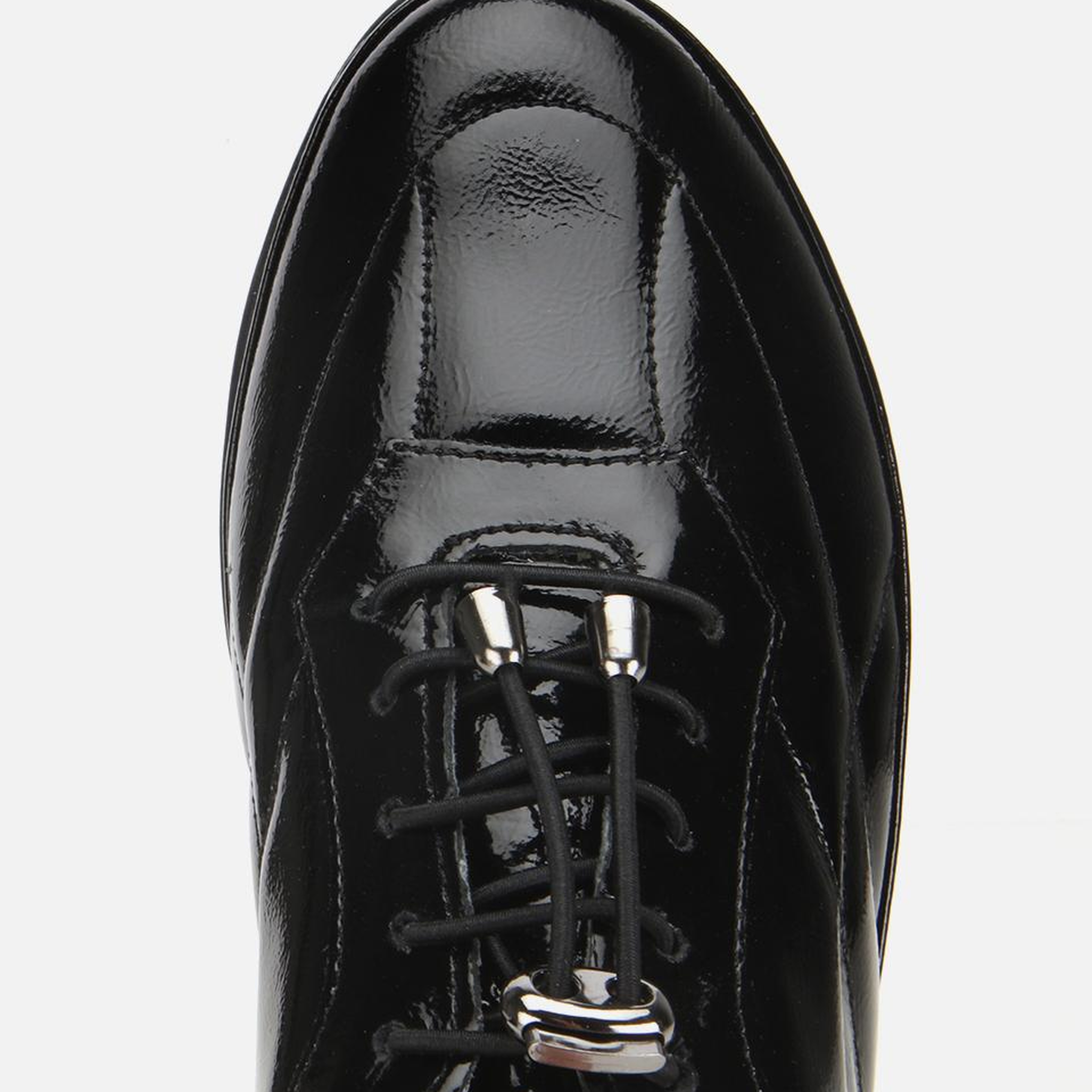 Kadın Rugan Deri Siyah Dolgu Topuklu Spor Ayakkabı