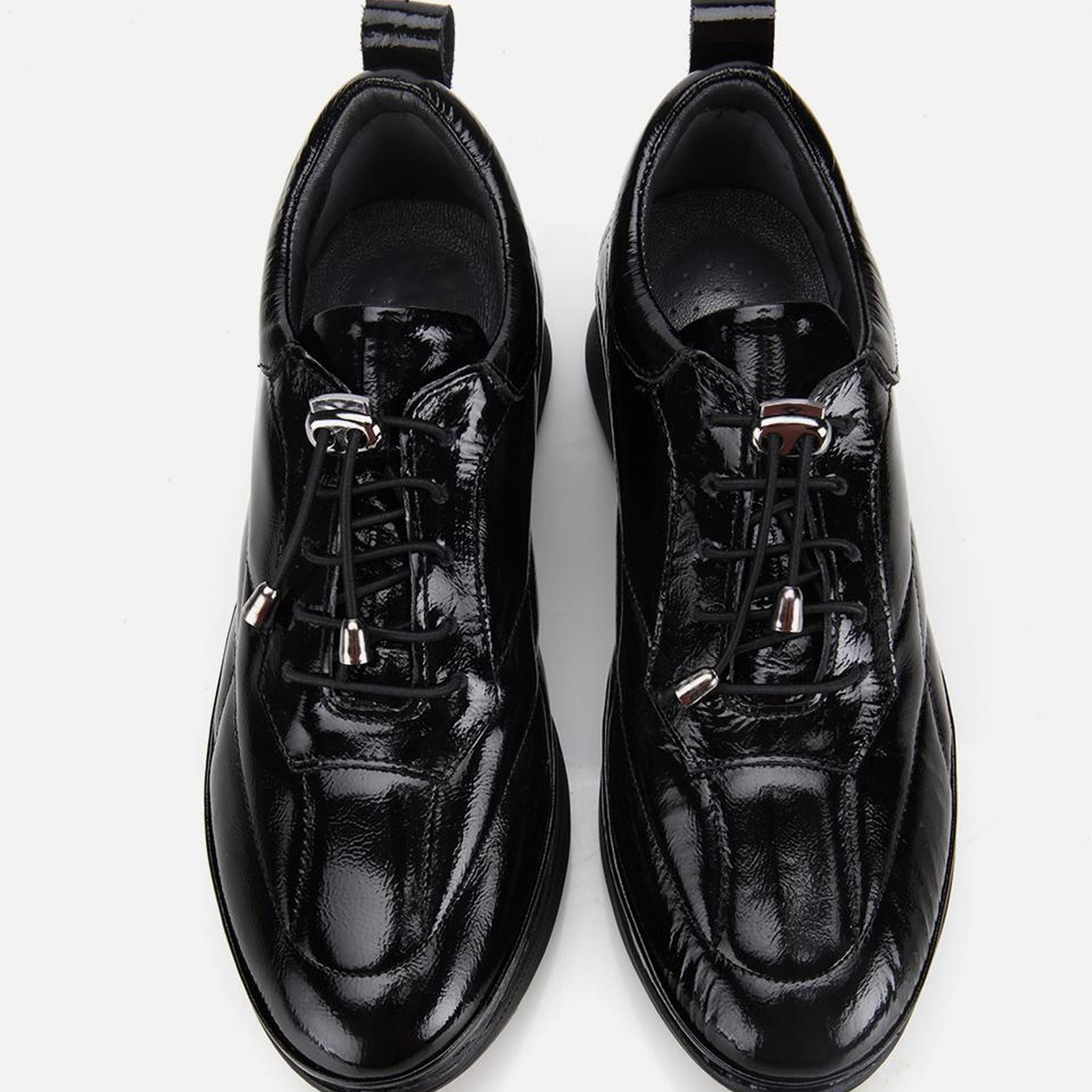 Kadın Rugan Deri Siyah Dolgu Topuklu Spor Ayakkabı