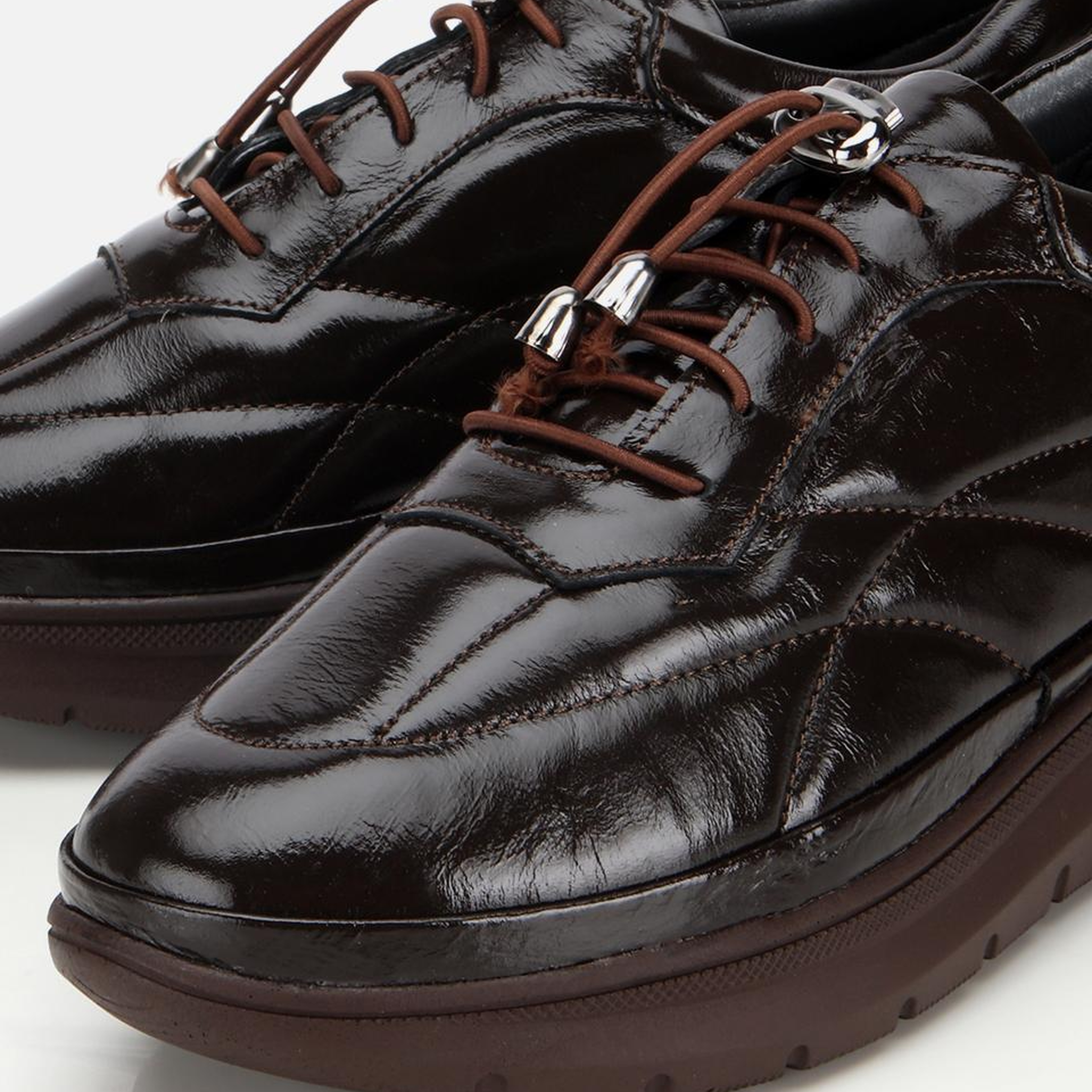 Kadın Rugan Deri Siyah Dolgu Topuklu Spor Ayakkabı