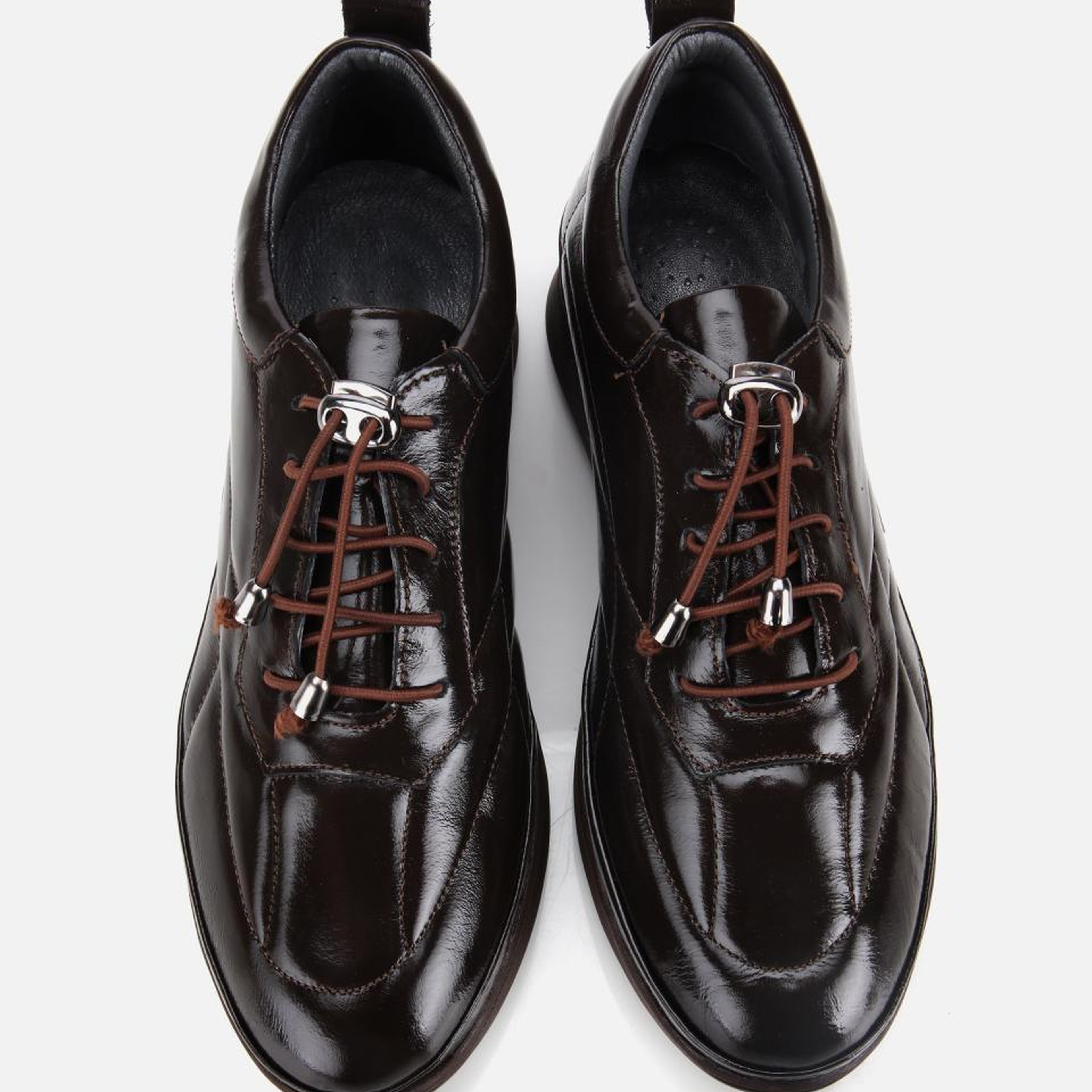 Kadın Rugan Deri Siyah Dolgu Topuklu Spor Ayakkabı