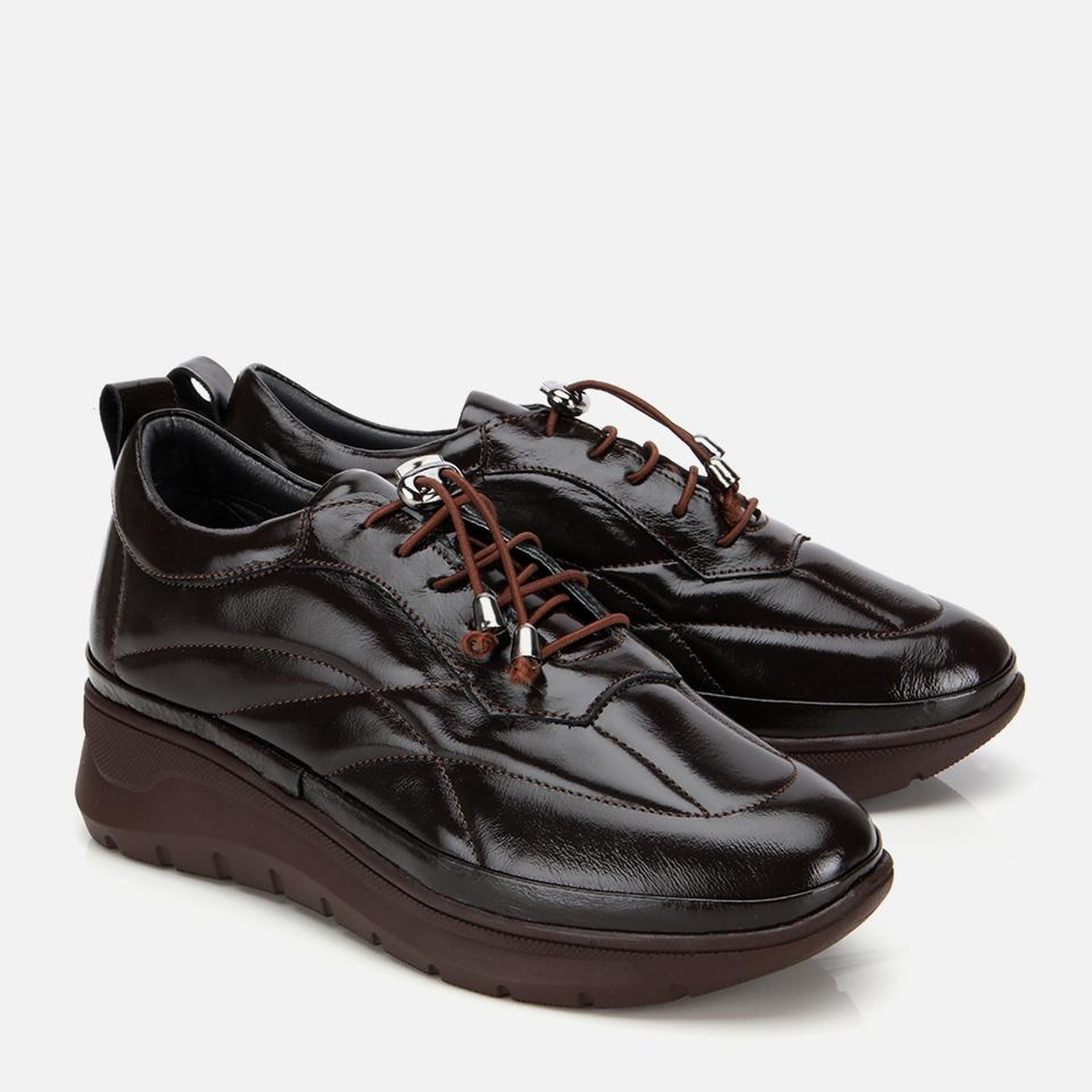 Kadın Rugan Deri Siyah Dolgu Topuklu Spor Ayakkabı