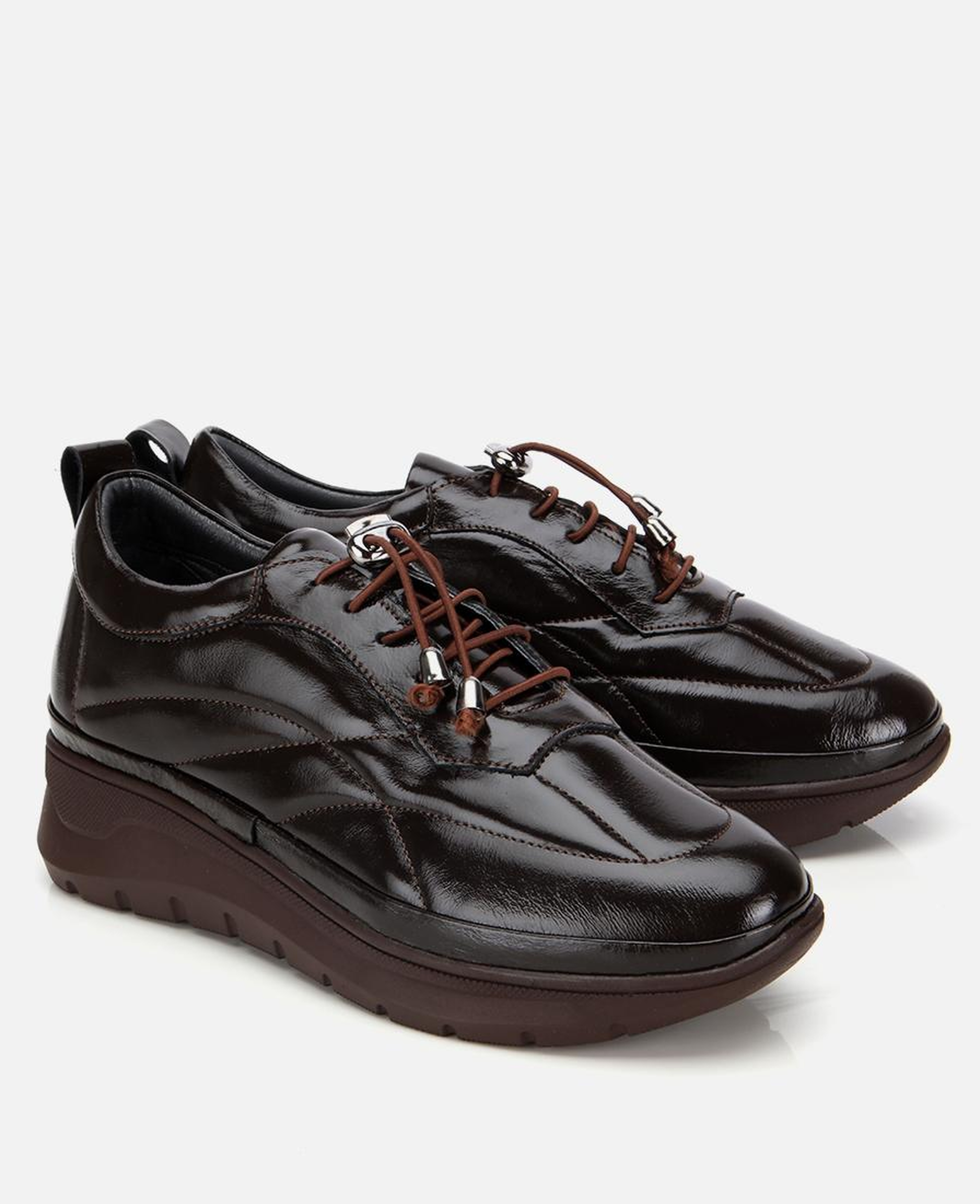 Kadın Rugan Deri Siyah Dolgu Topuklu Spor Ayakkabı