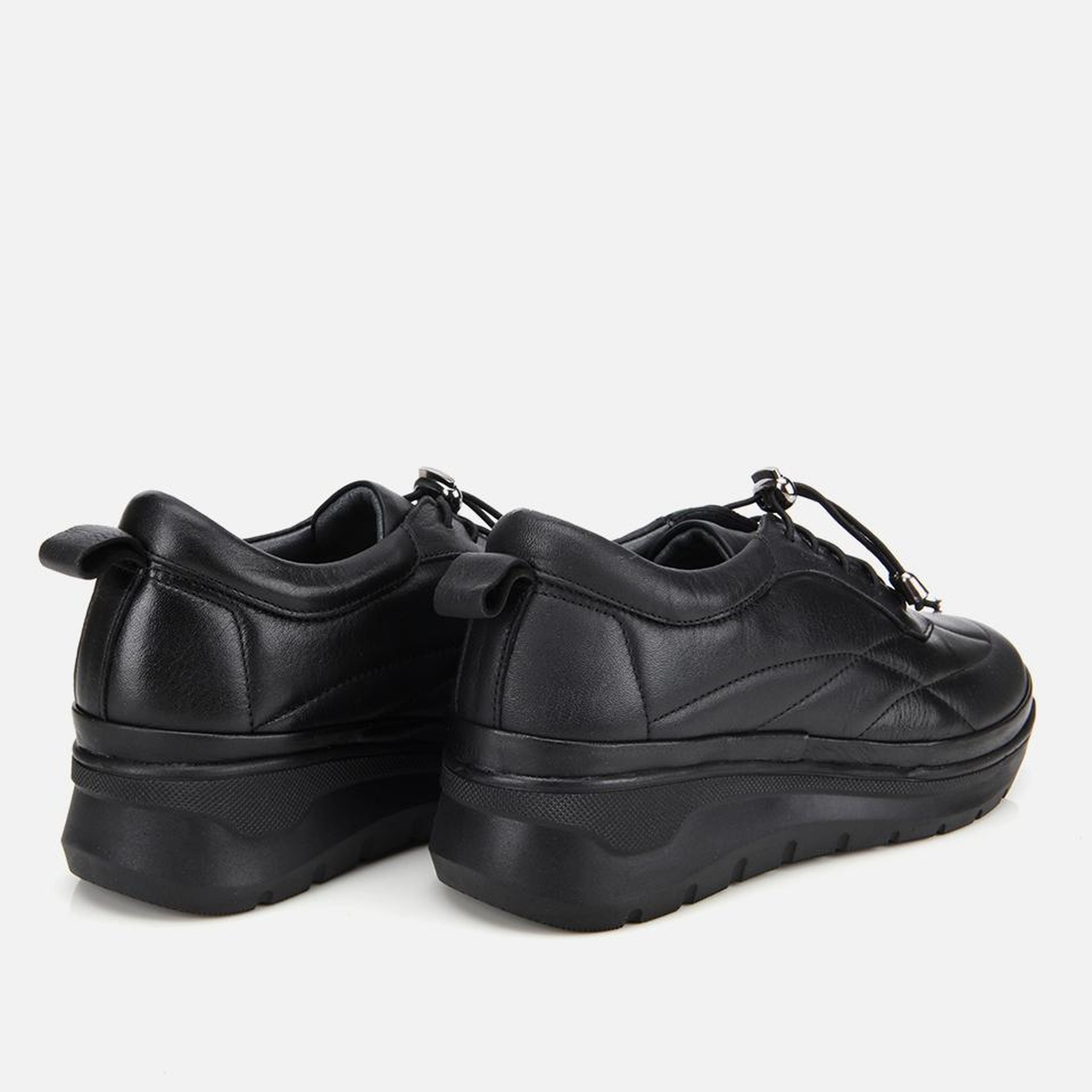 Kadın Deri Siyah Dolgu Topuklu Spor Ayakkabı