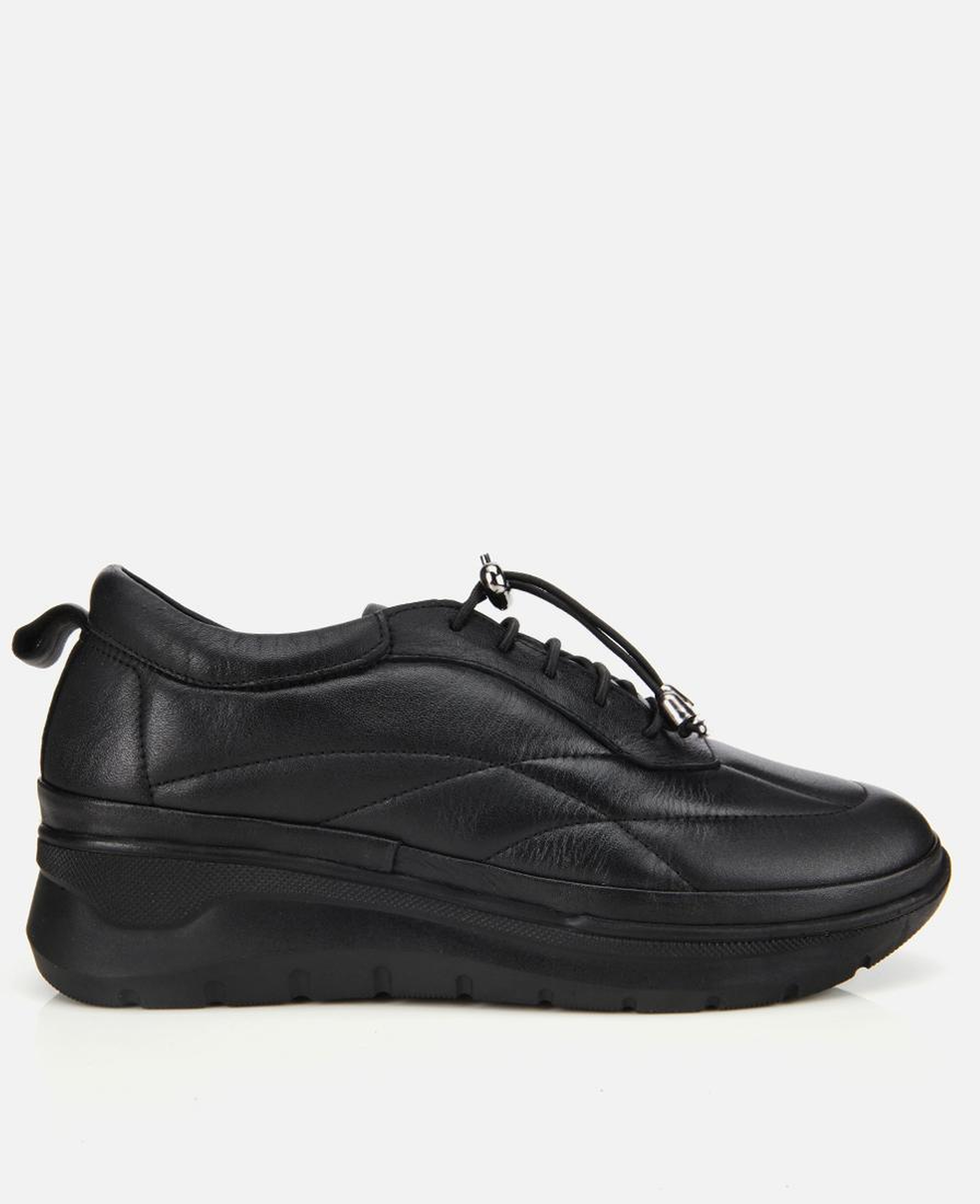 Kadın Deri Siyah Dolgu Topuklu Spor Ayakkabı