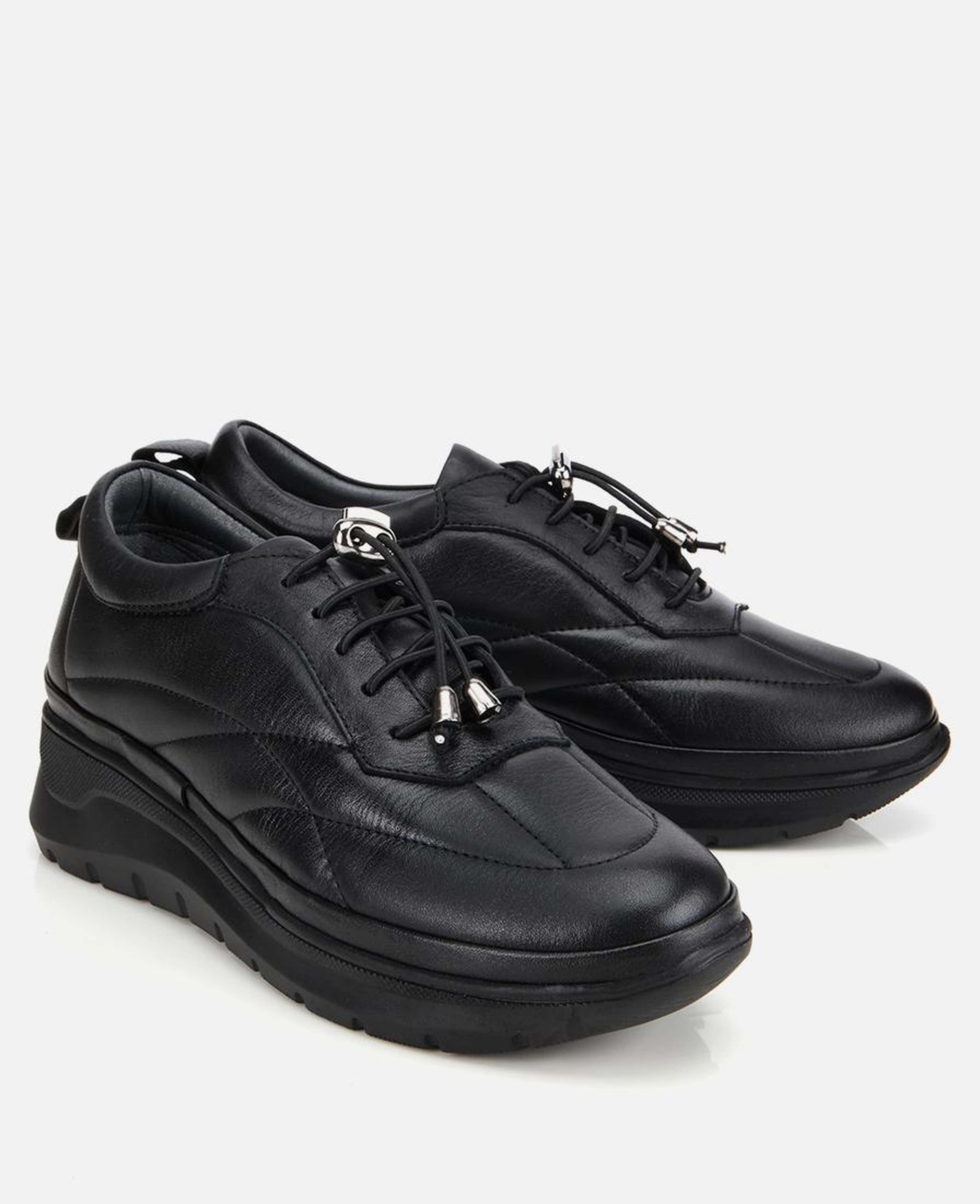 Kadın Deri Siyah Dolgu Topuklu Spor Ayakkabı