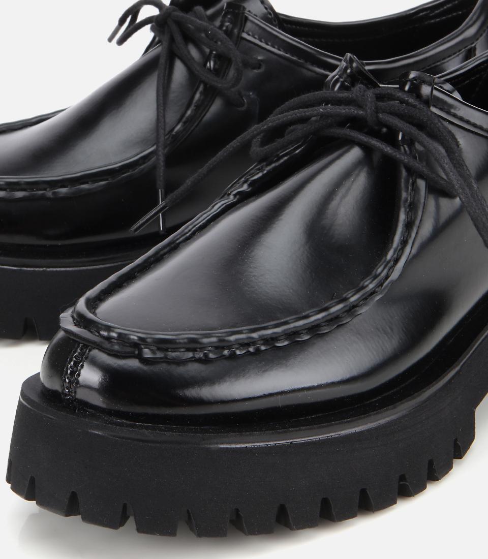 Kadın Siyah Dikiş Burunlu Kalın Tabanlı Günlük Loafer