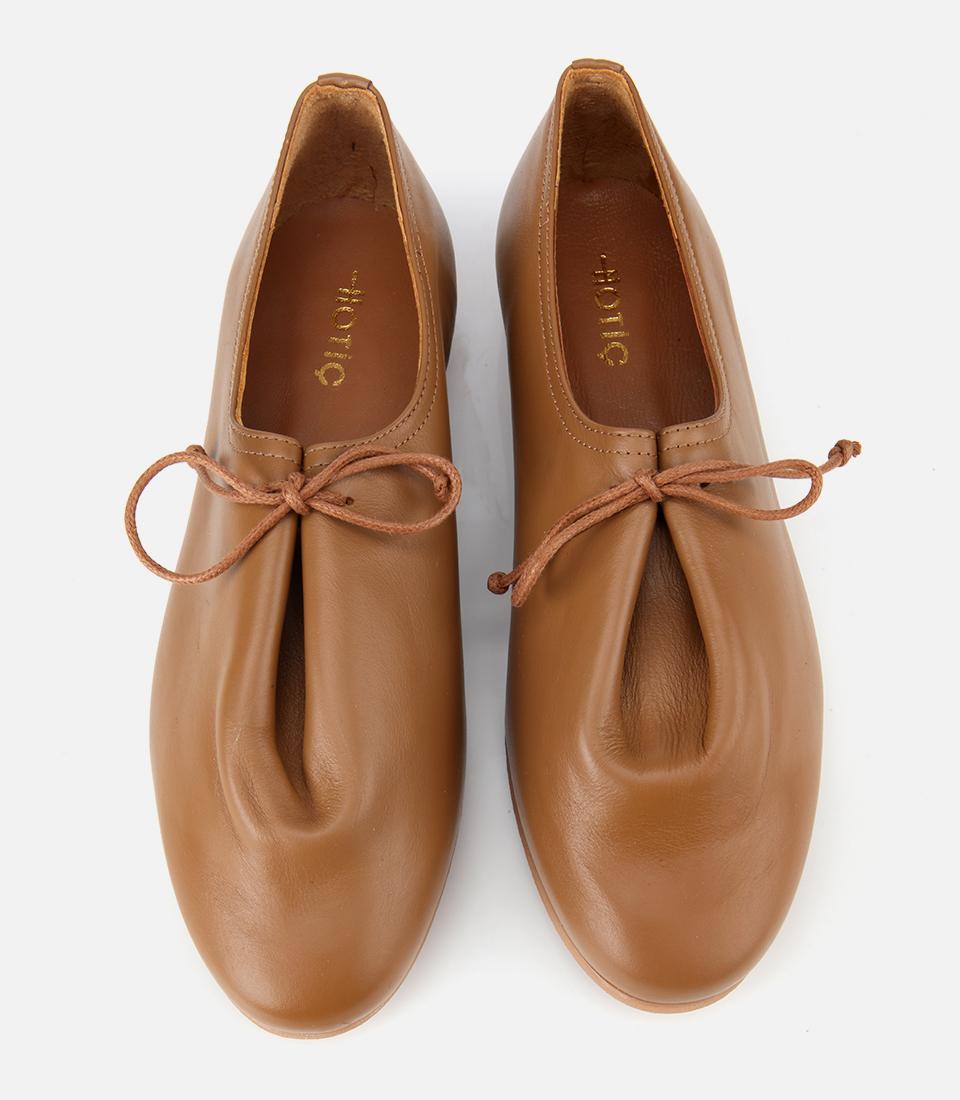 Kadın Deri Açık Kahverengi Yumuşak Bağcıklı Babet