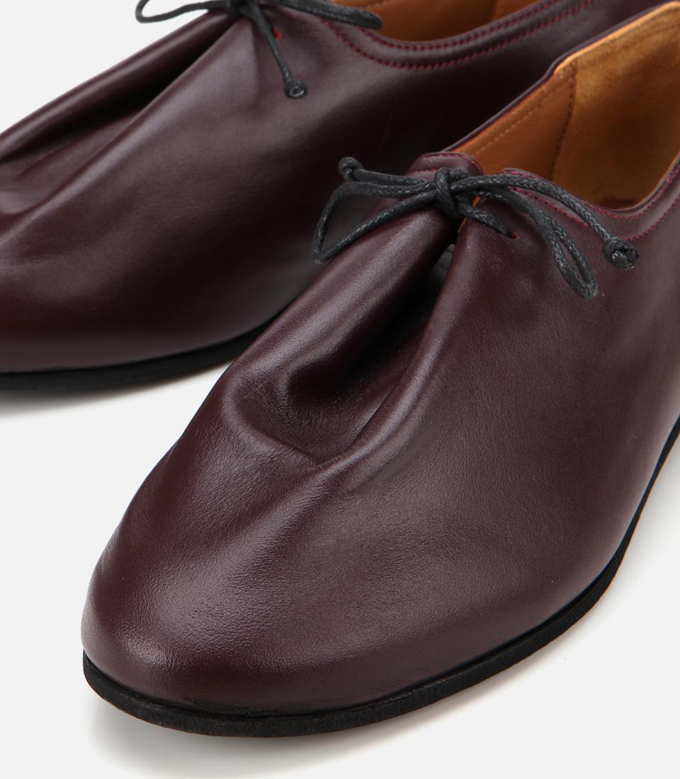 Kadın Deri Bordo Yumuşak Bağcıklı Babet