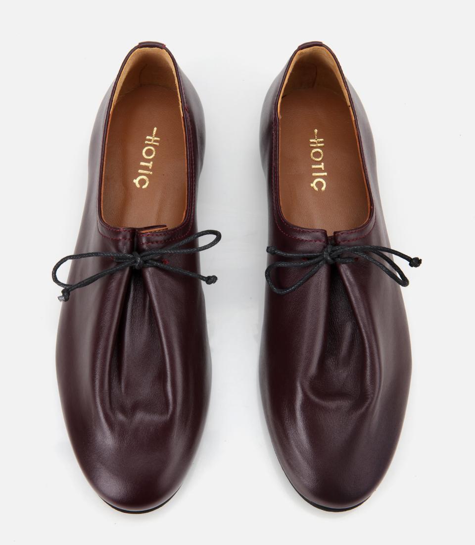 Kadın Deri Bordo Yumuşak Bağcıklı Babet