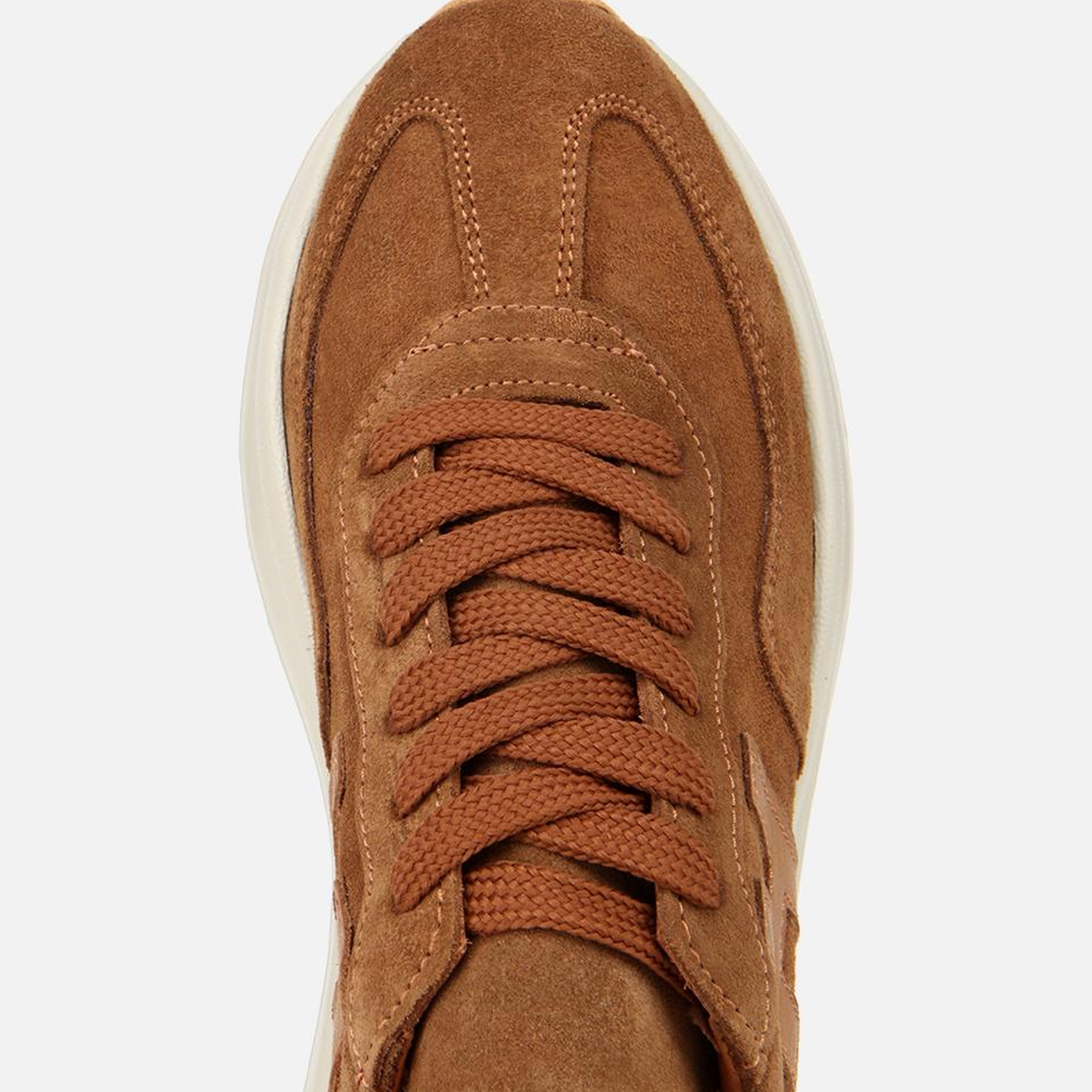 Kadın Süet Deri Taba Kalın Tabanlı Comfort Spor Ayakkabı