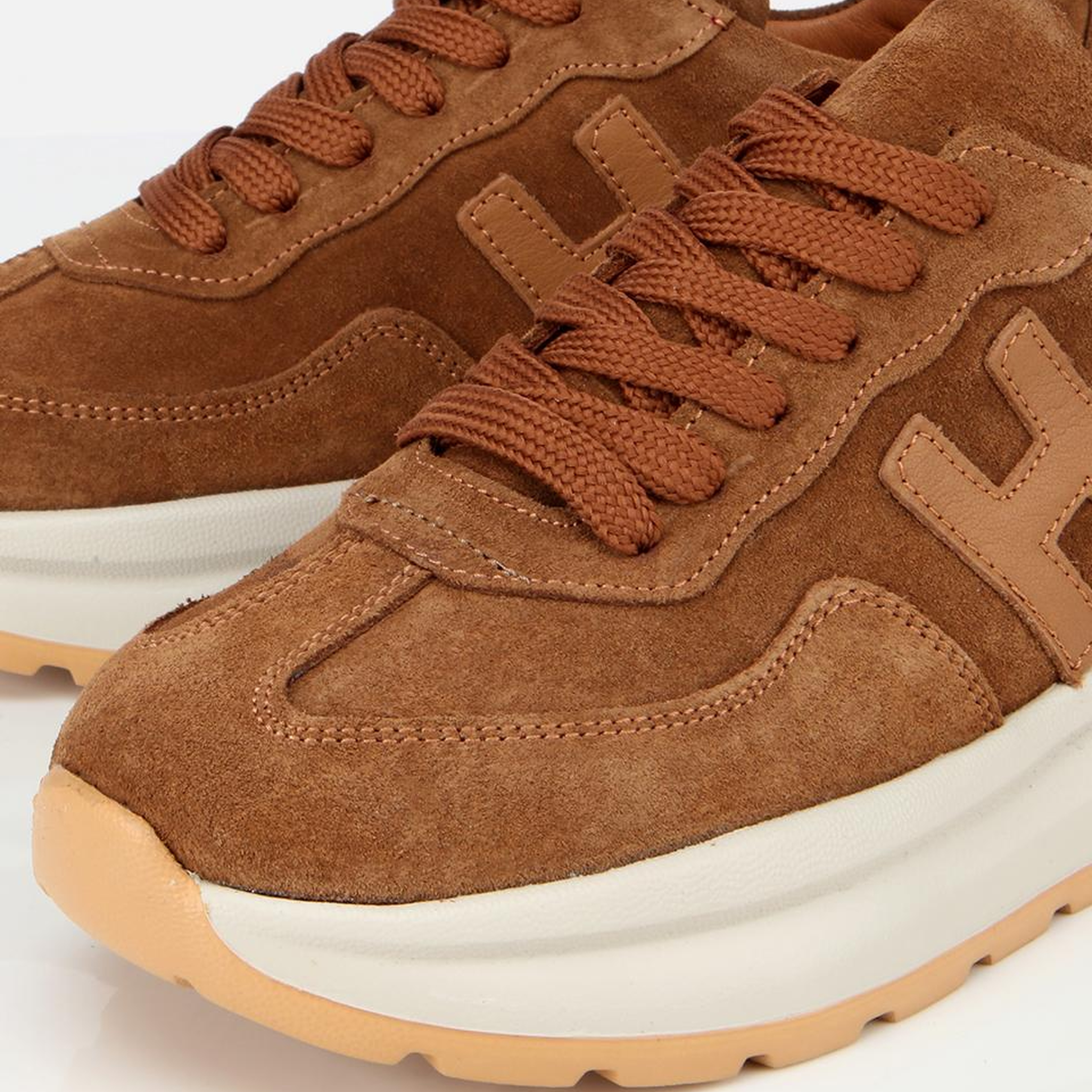 Kadın Süet Deri Taba Kalın Tabanlı Comfort Spor Ayakkabı