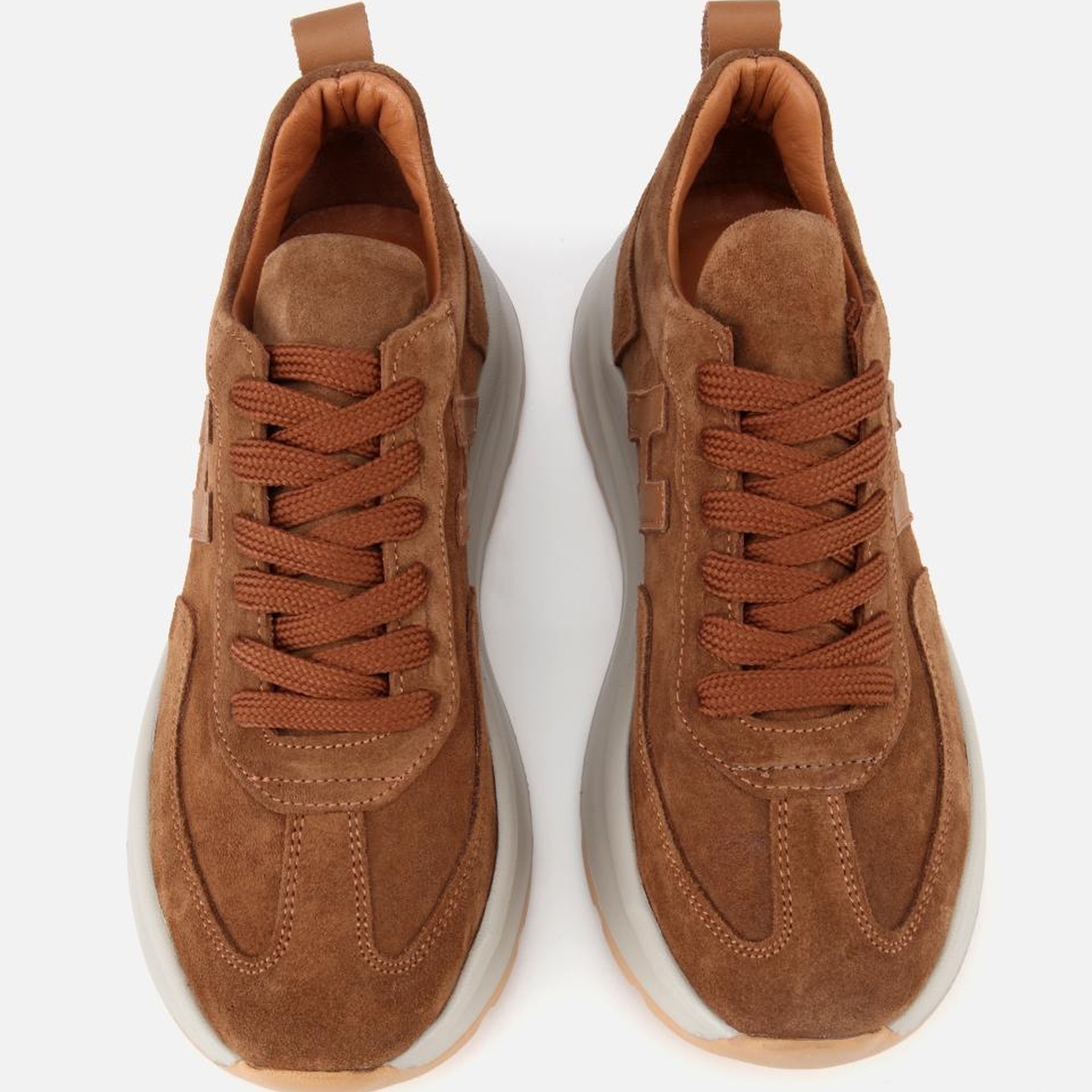 Kadın Süet Deri Taba Kalın Tabanlı Comfort Spor Ayakkabı