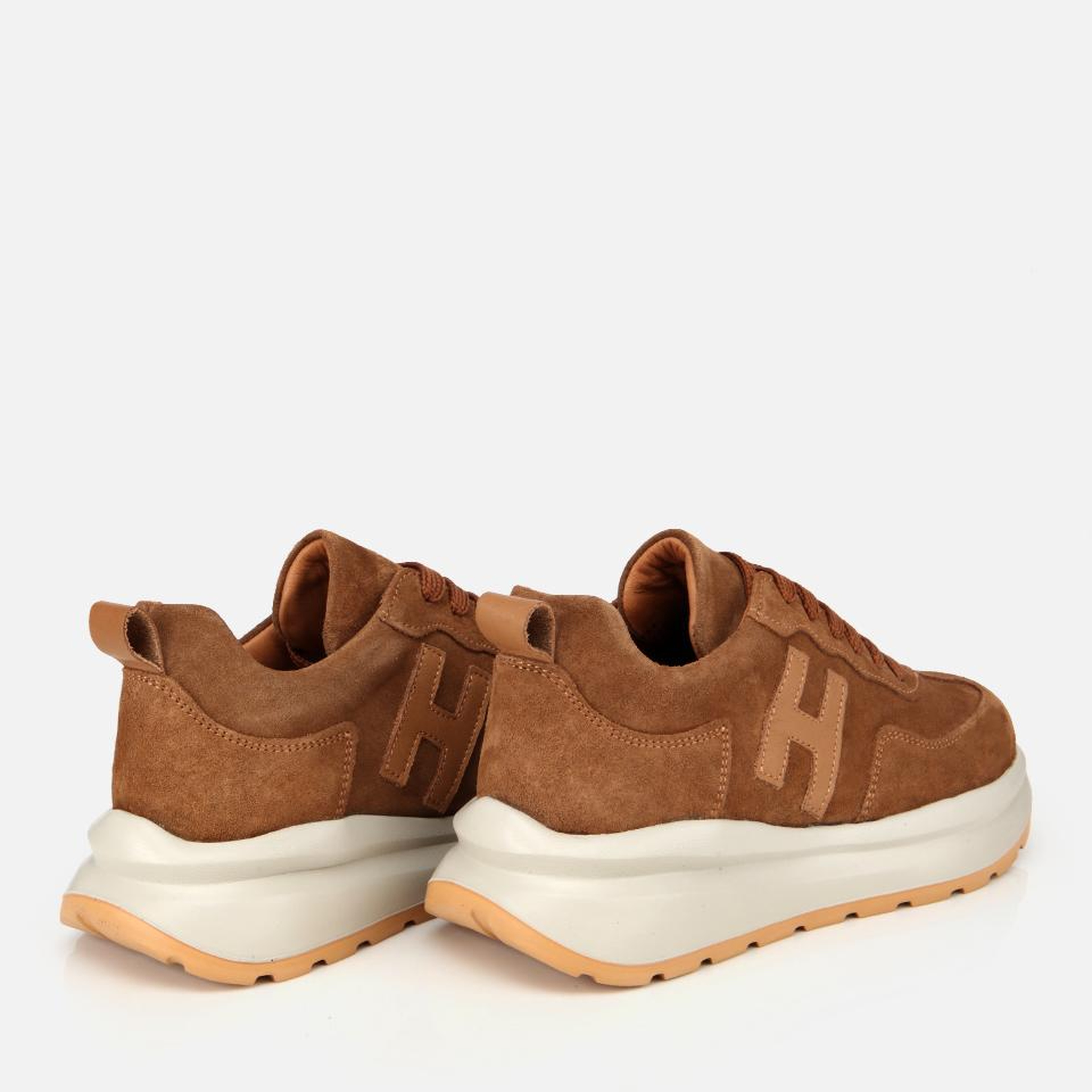 Kadın Süet Deri Taba Kalın Tabanlı Comfort Spor Ayakkabı