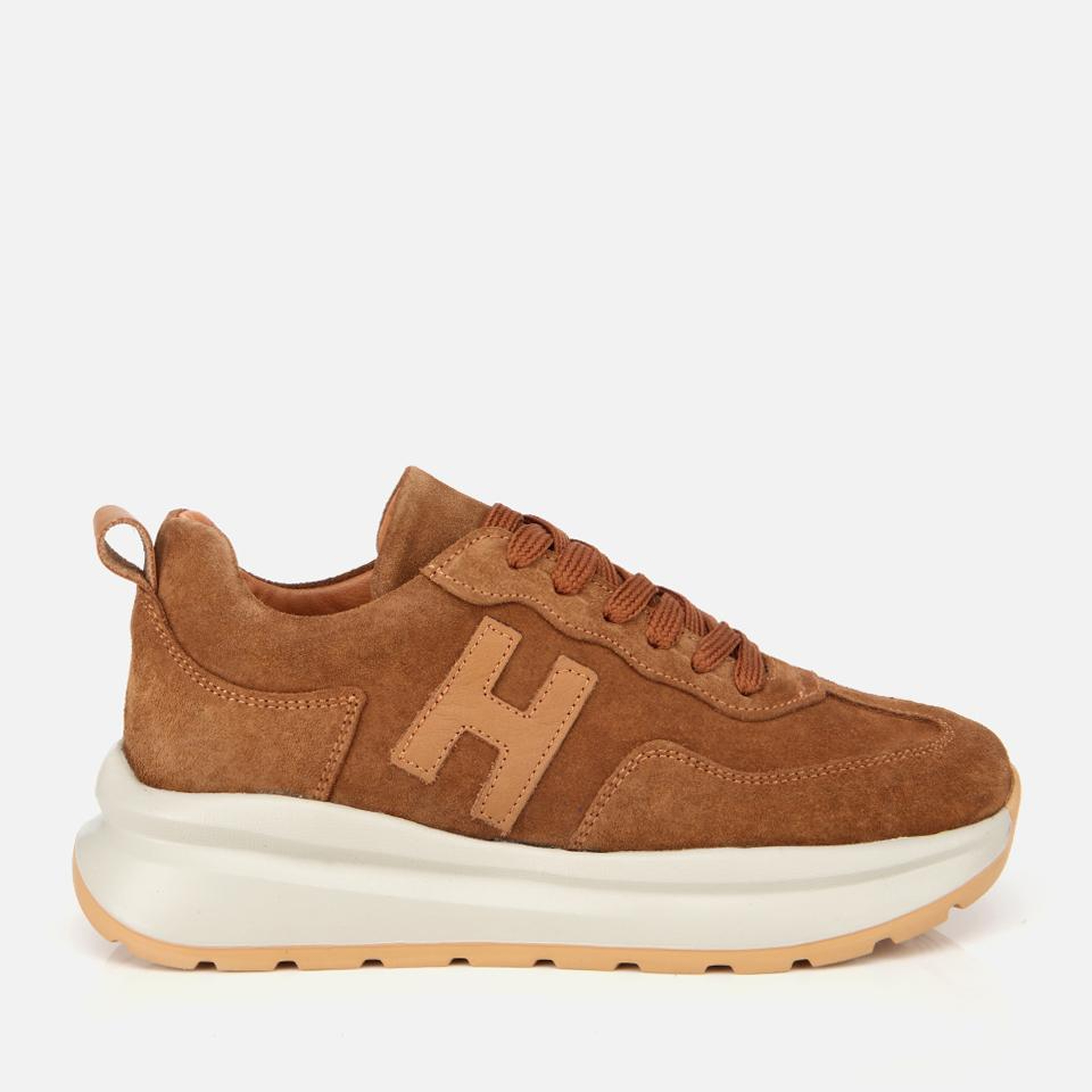 Kadın Süet Deri Taba Kalın Tabanlı Comfort Spor Ayakkabı