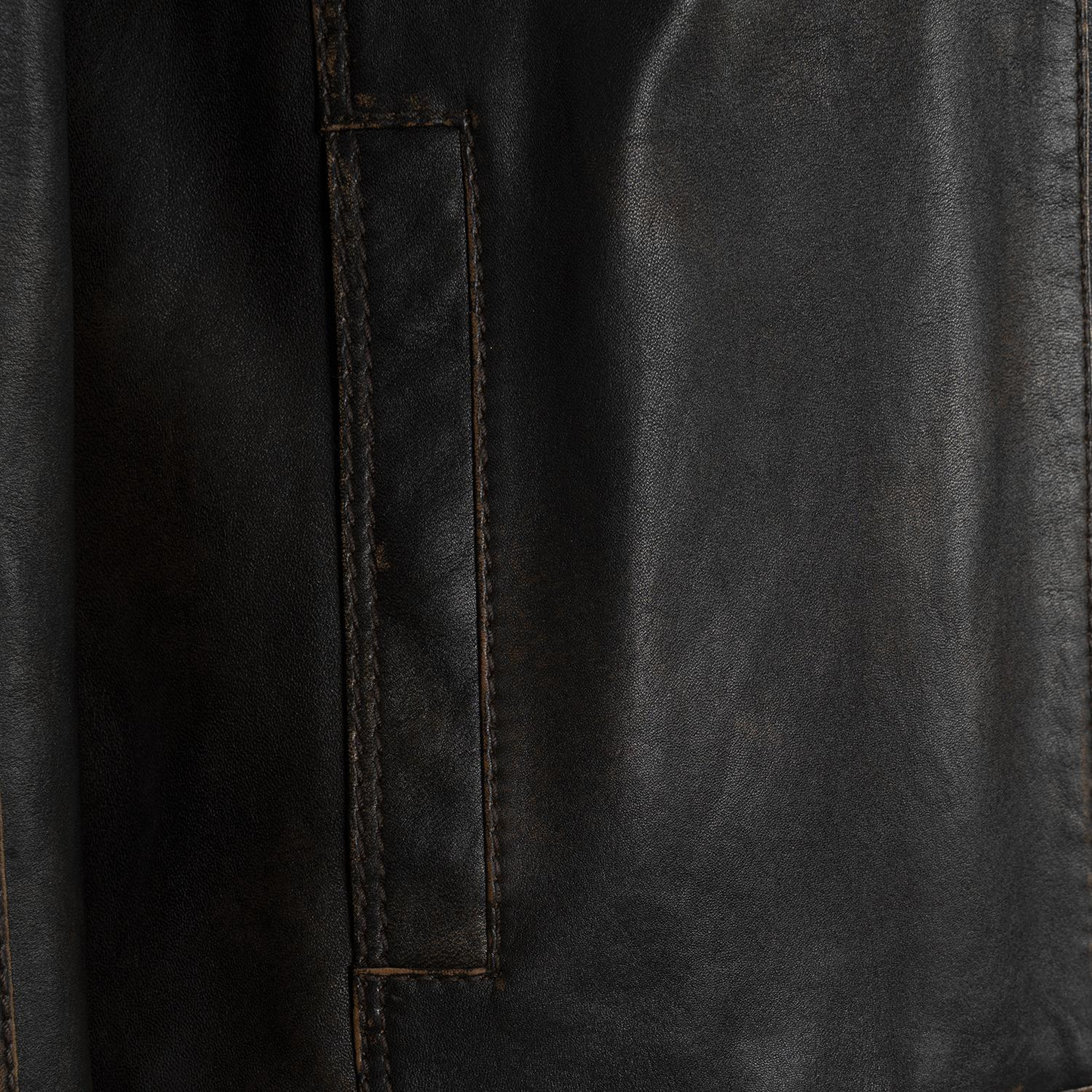 Erkek Kahve Eskitme Hakim Yakalı Deri Ceket