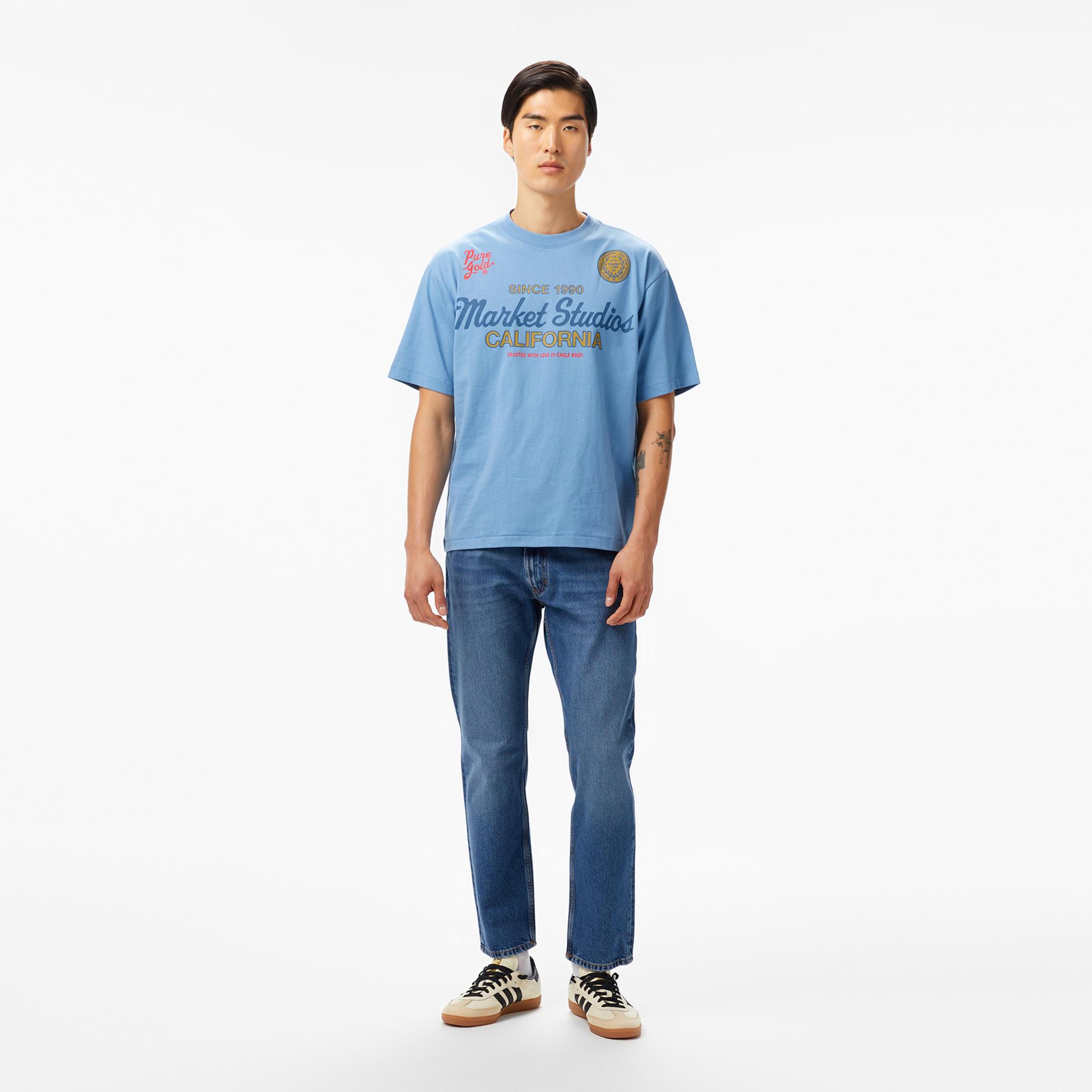 The Market Studios Pure Gold Unisex Mavi T-Shirt