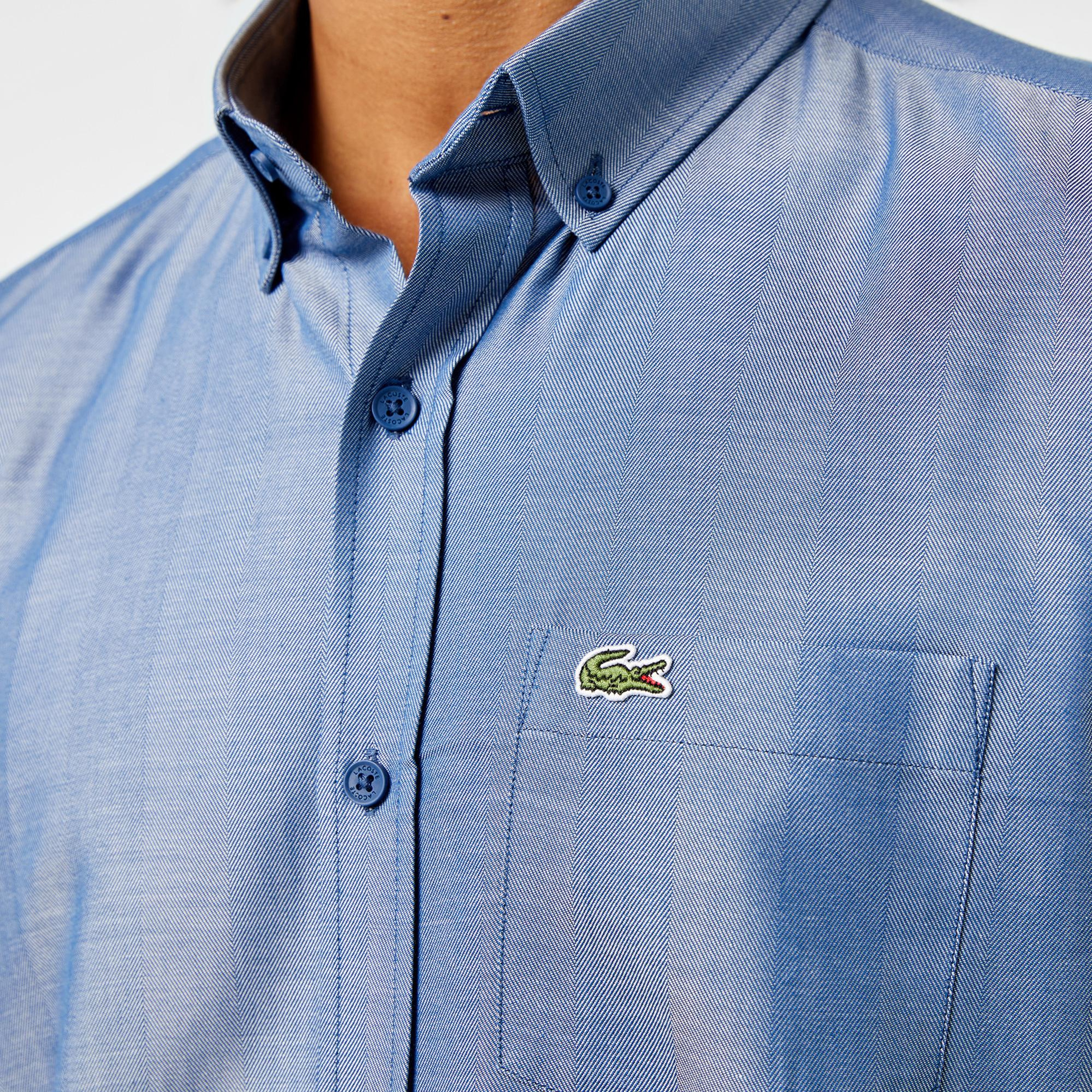 Lacoste Erkek Slim Fit Düğmeli Yaka Koyu Mavi Gömlek