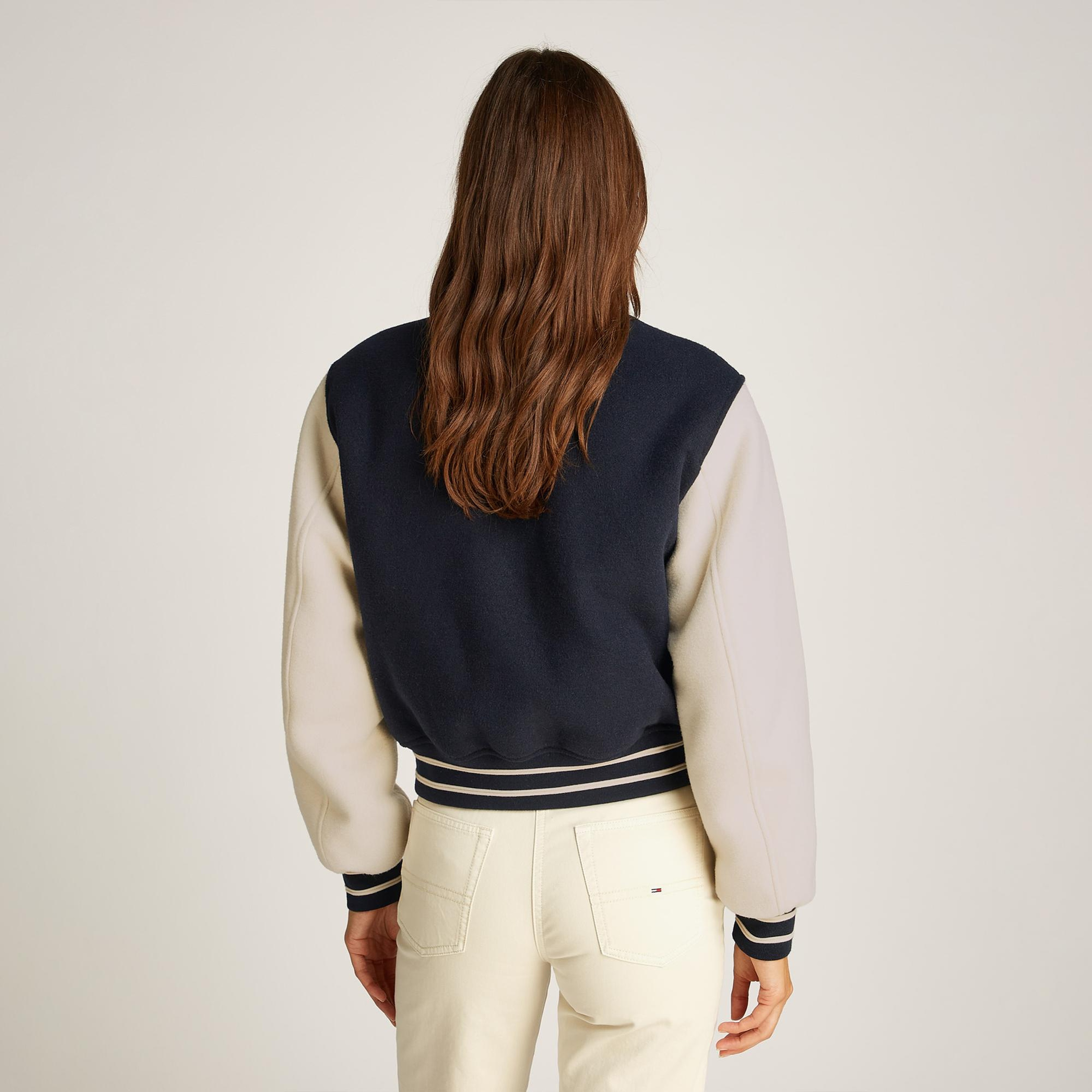 Tommy Hilfiger Tjw Wool Varsity Ext Kadın Mavi Ceket