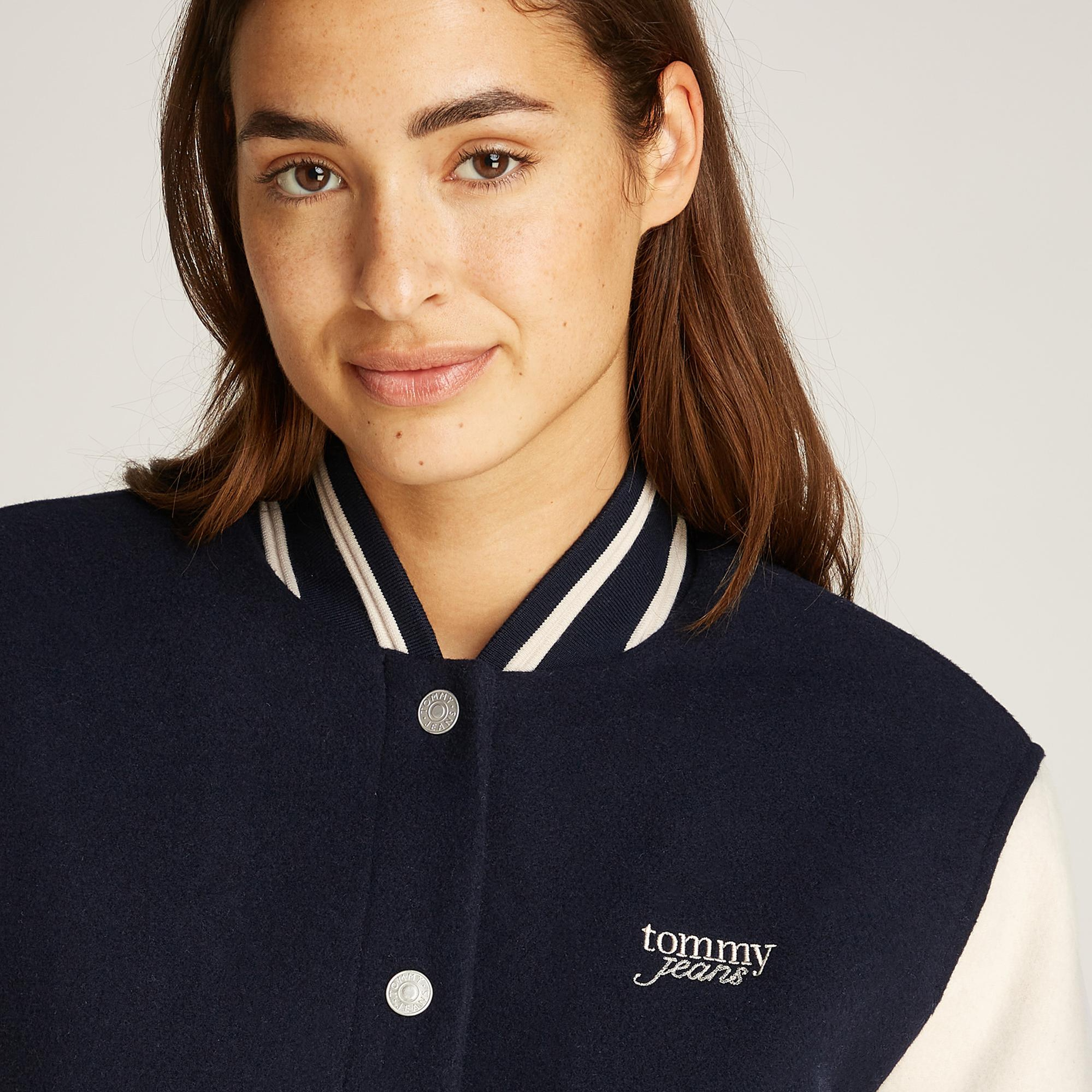 Tommy Hilfiger Tjw Wool Varsity Ext Kadın Mavi Ceket