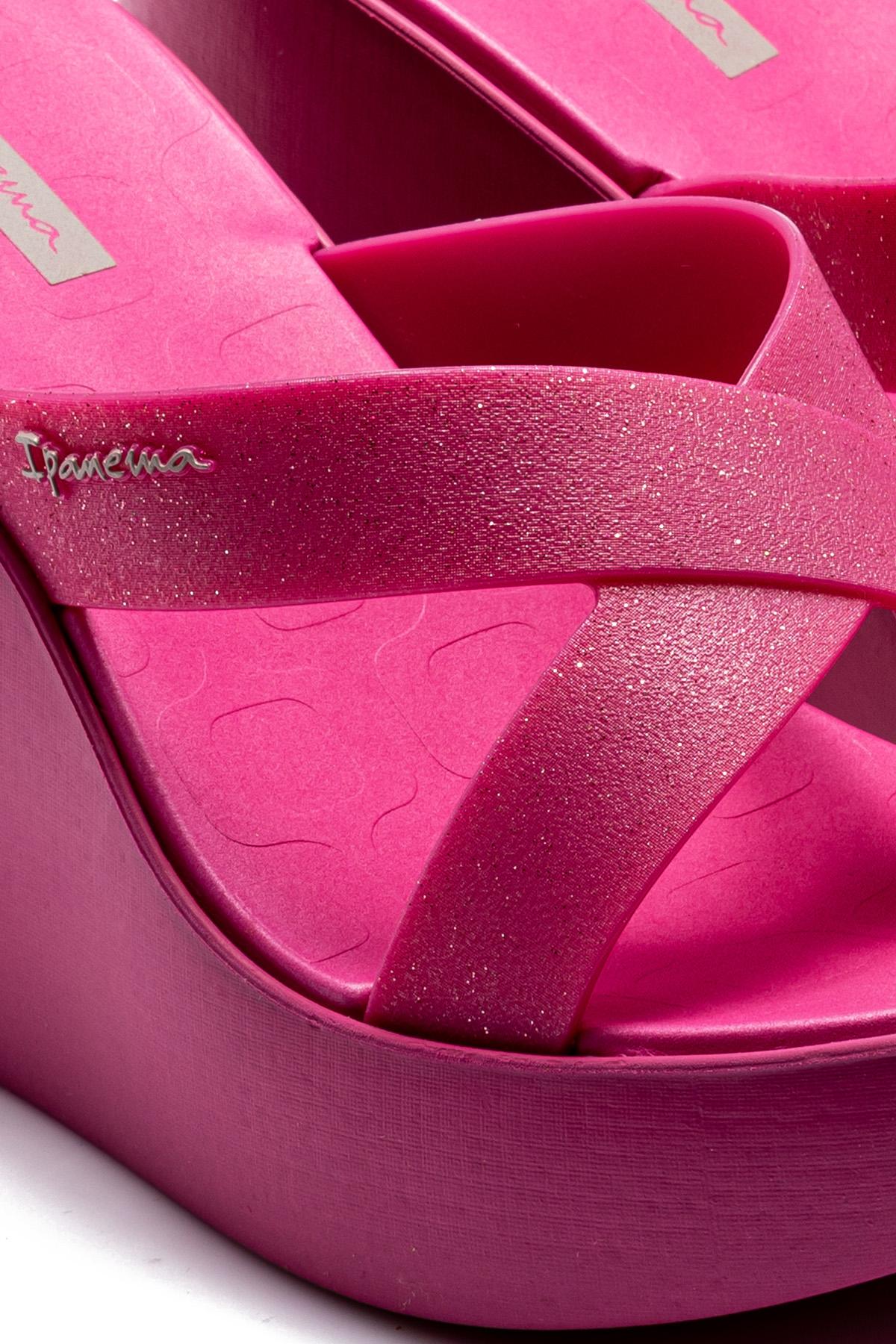 High Fashion Slide Topuklu Kadın Terlik Fuşya 35/40