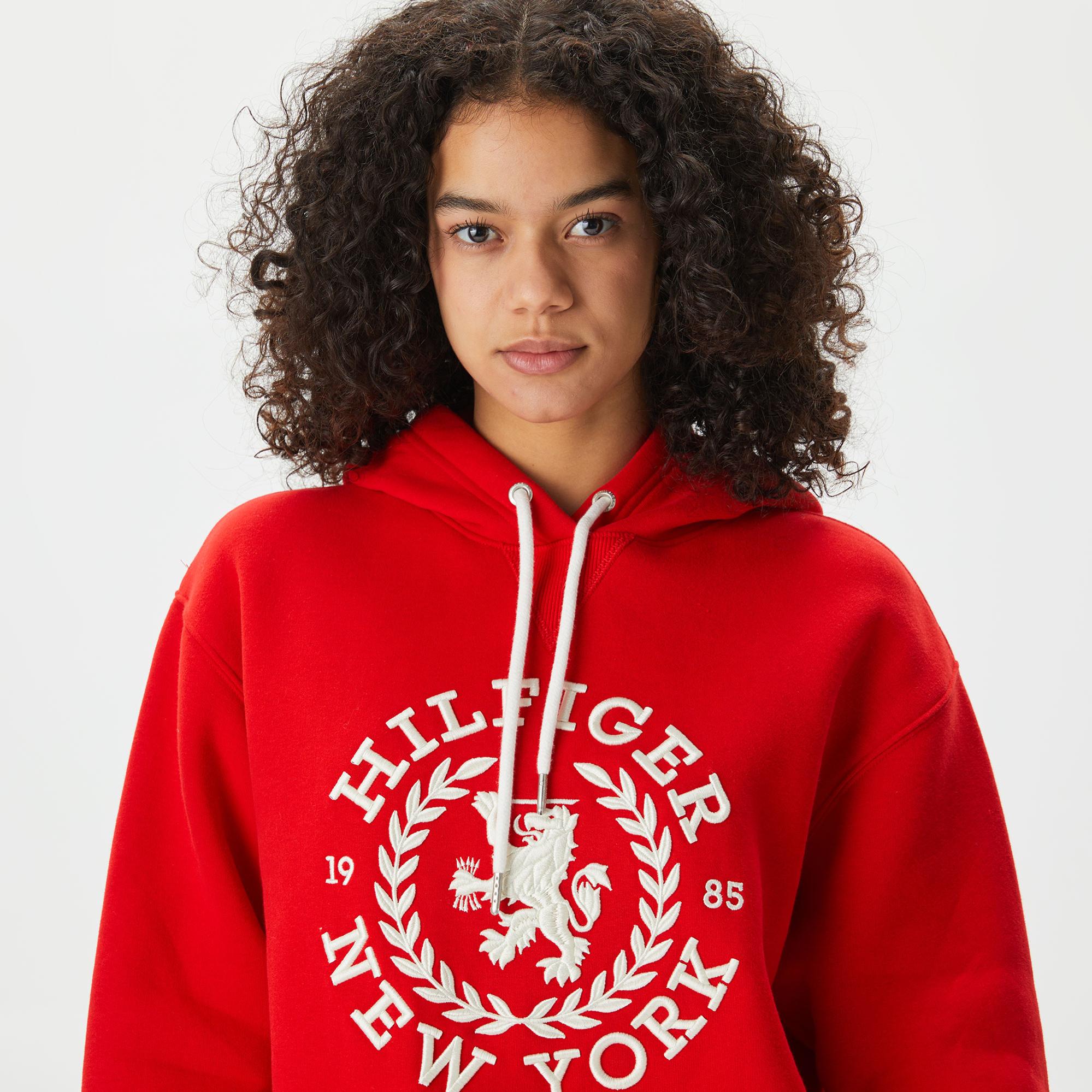 Tommy Hilfiger Reg Crest Kadın Kırmızı Hoodie