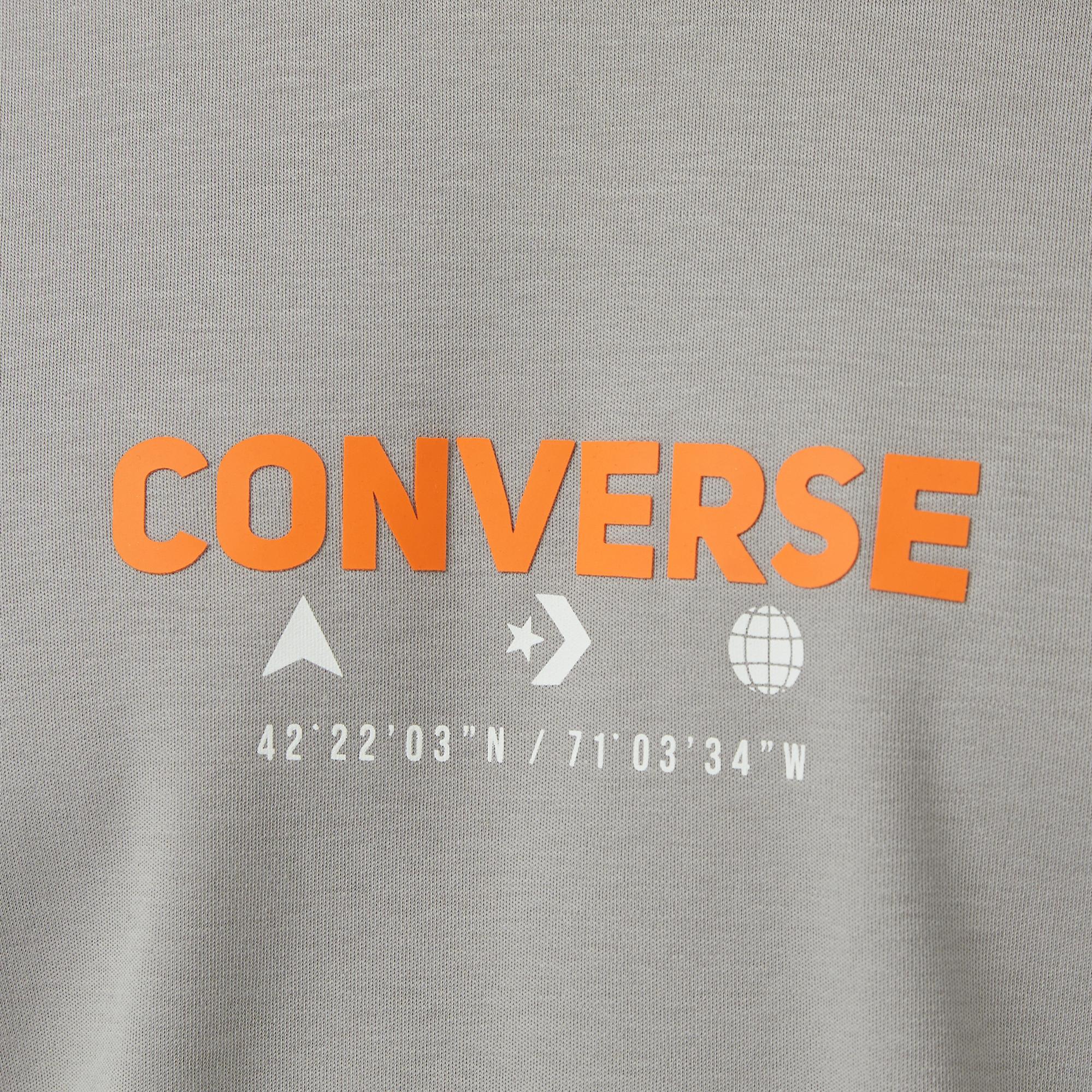 Converse Star Chevron Baskılı Oversize Fit Erkek Gri T-Shirt