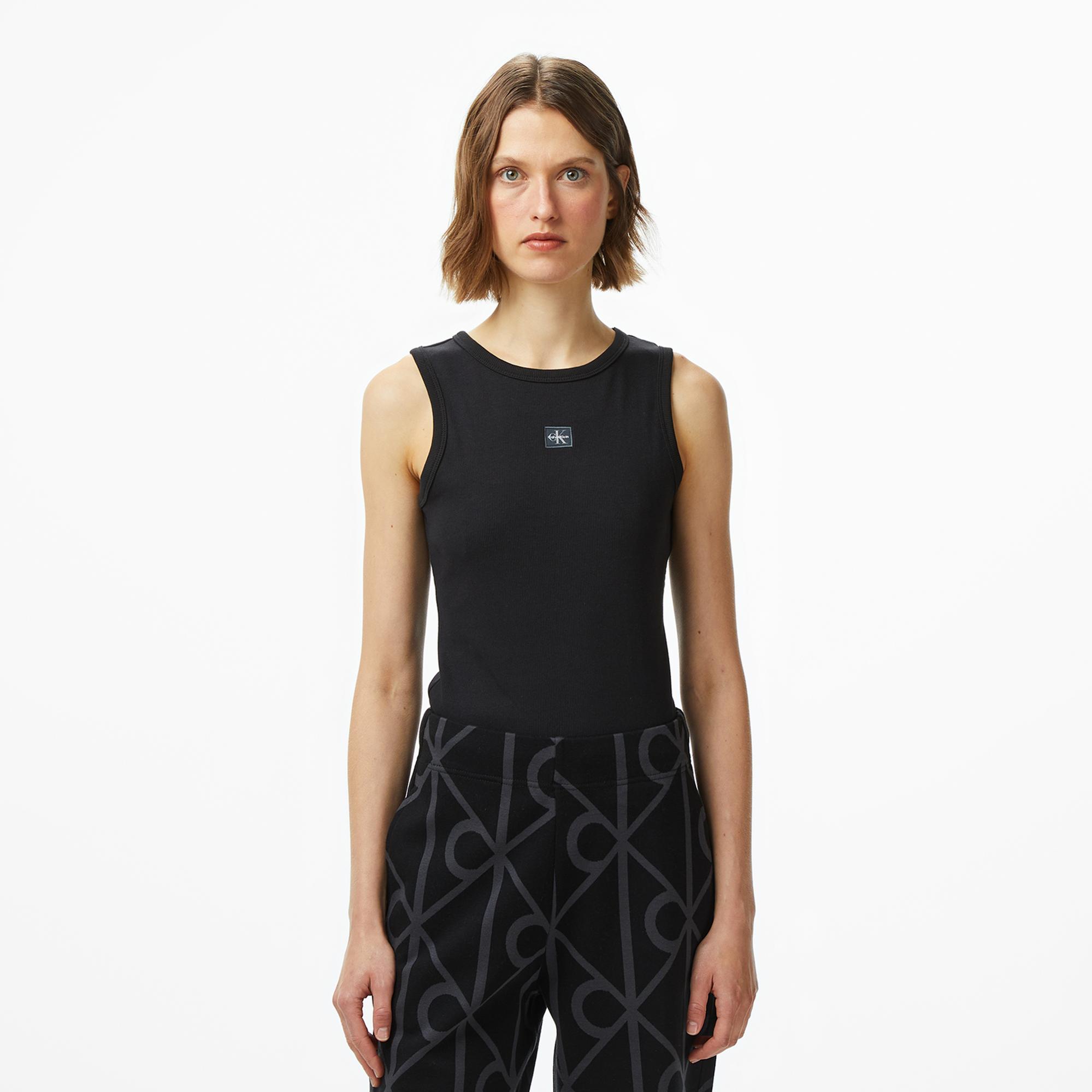 Calvin Klein Woven Label Kadın Siyah T-Shirt