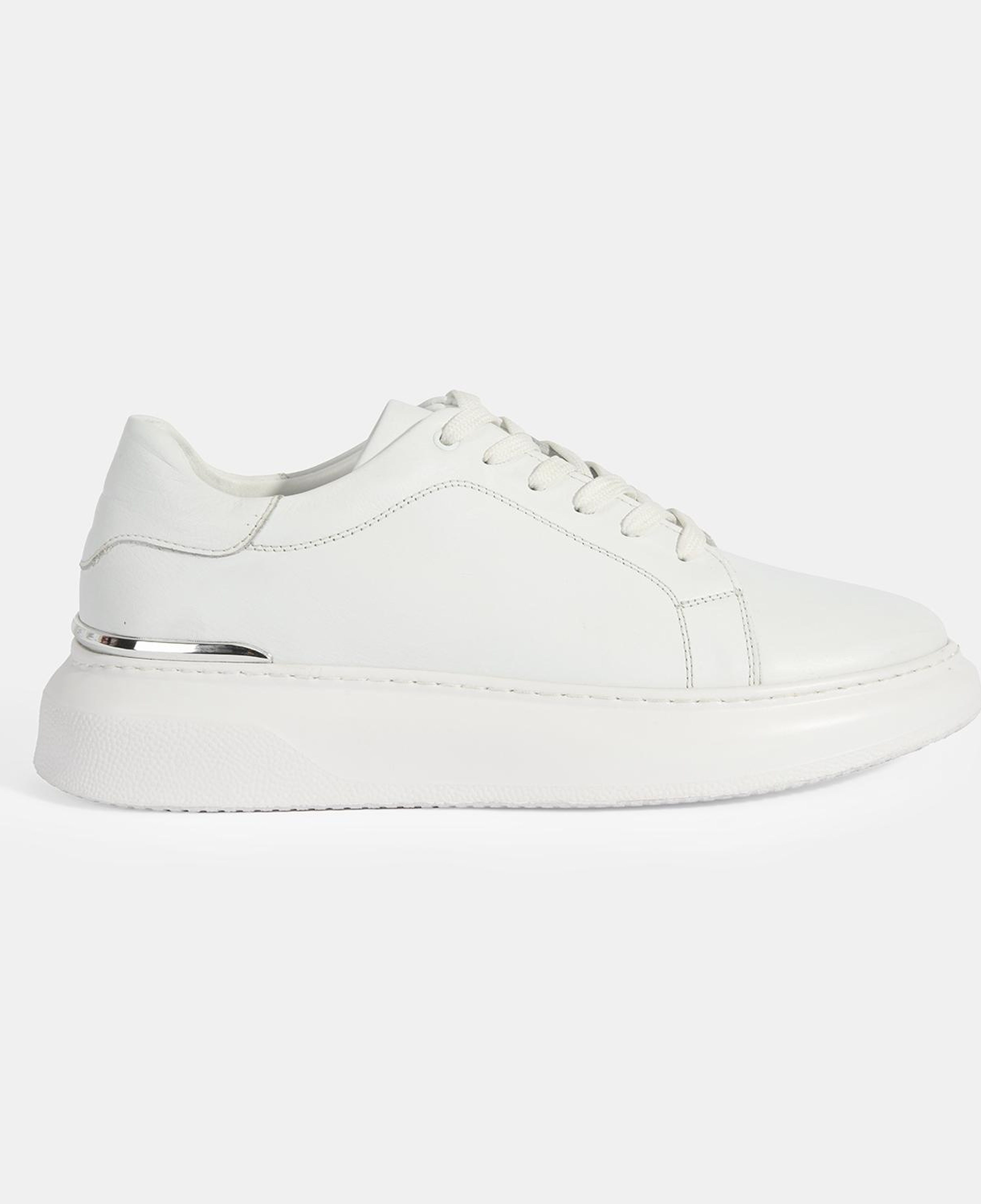 Erkek Beyaz Bağcıklı Deri Günlük Ayakkabı