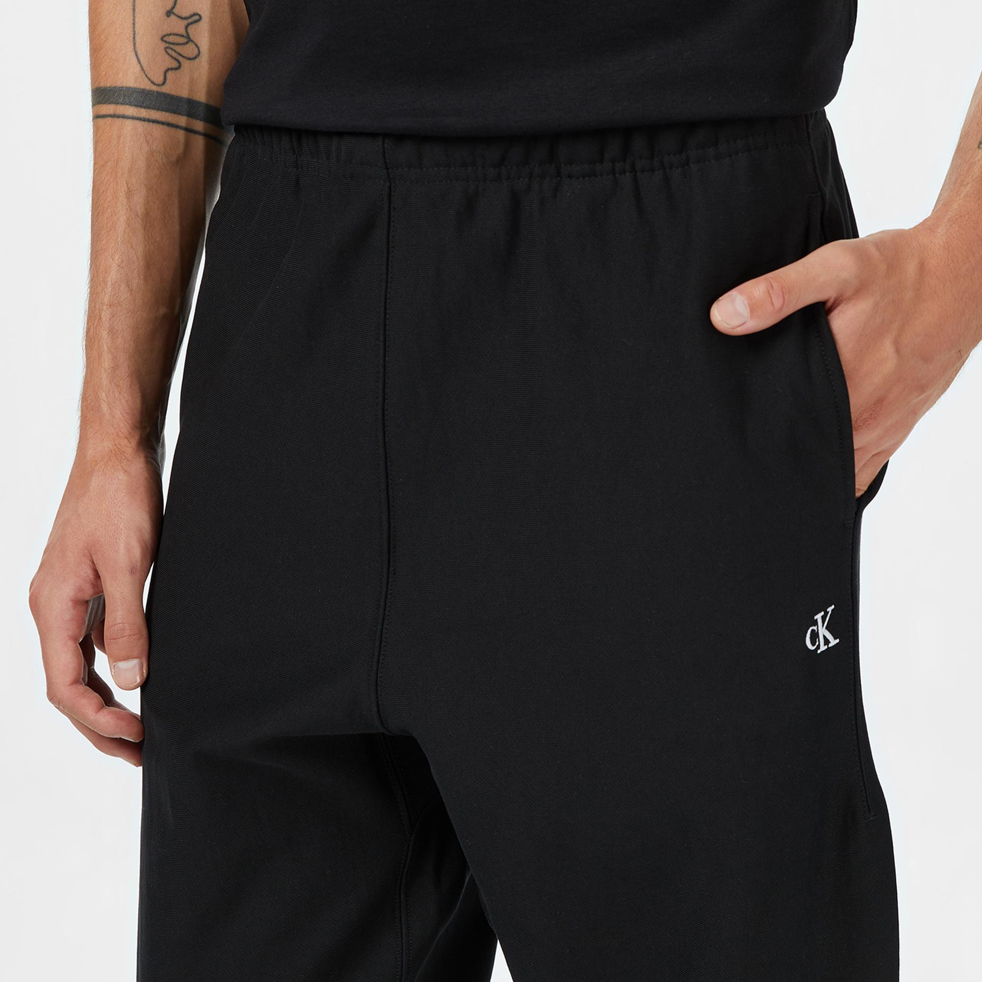 Calvin Klein Premium Terry Monogram Jogger Erkek Siyah Eşofman Altı