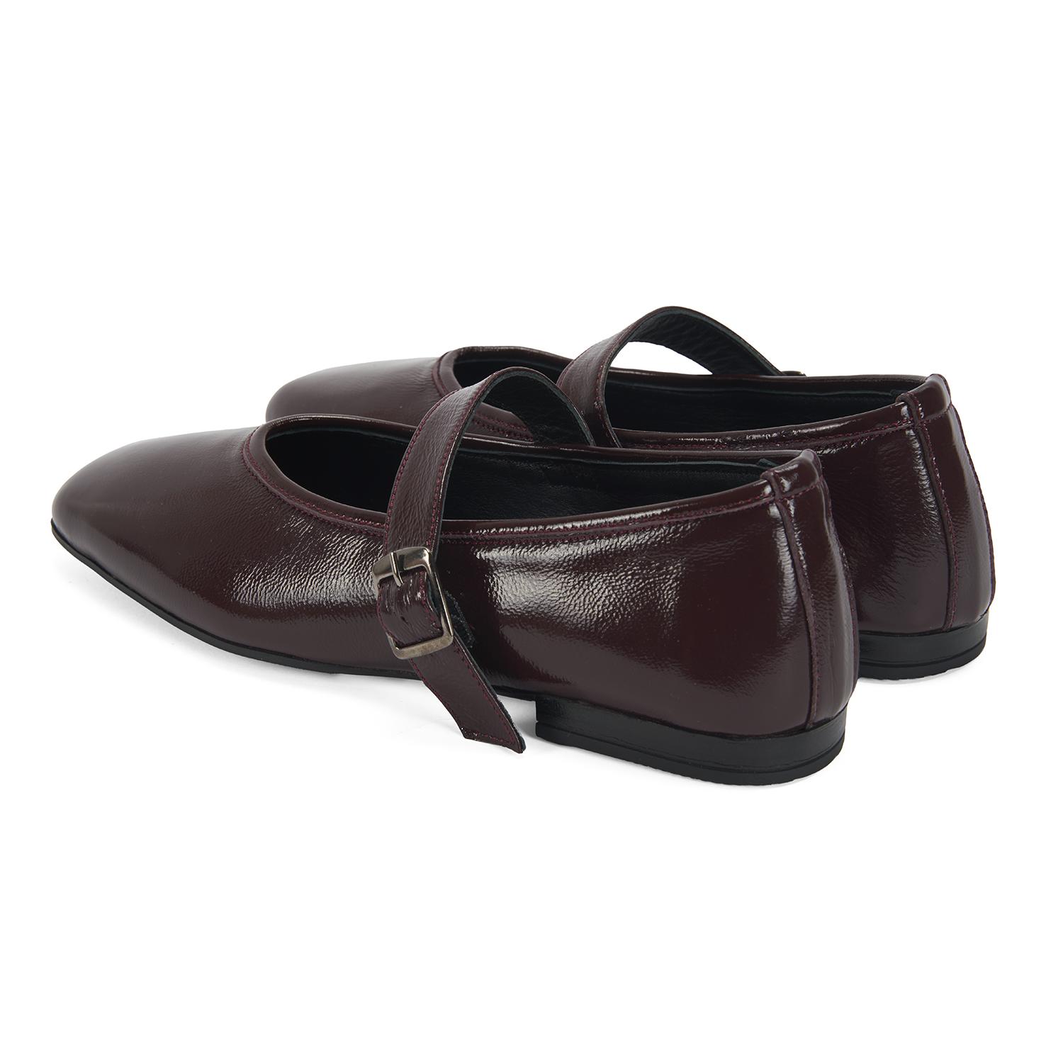 Kadın Bordo Kemer Aksesuarlı Rugan Mary Jane Babet