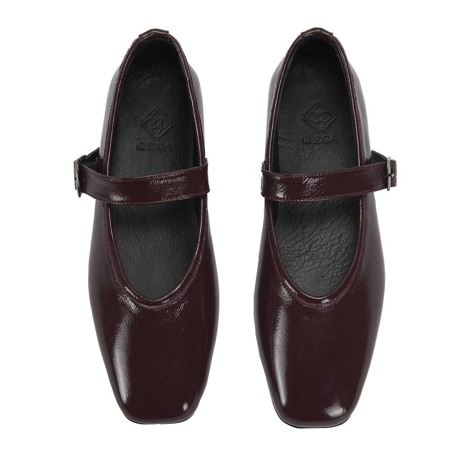 Kadın Bordo Kemer Aksesuarlı Rugan Mary Jane Babet