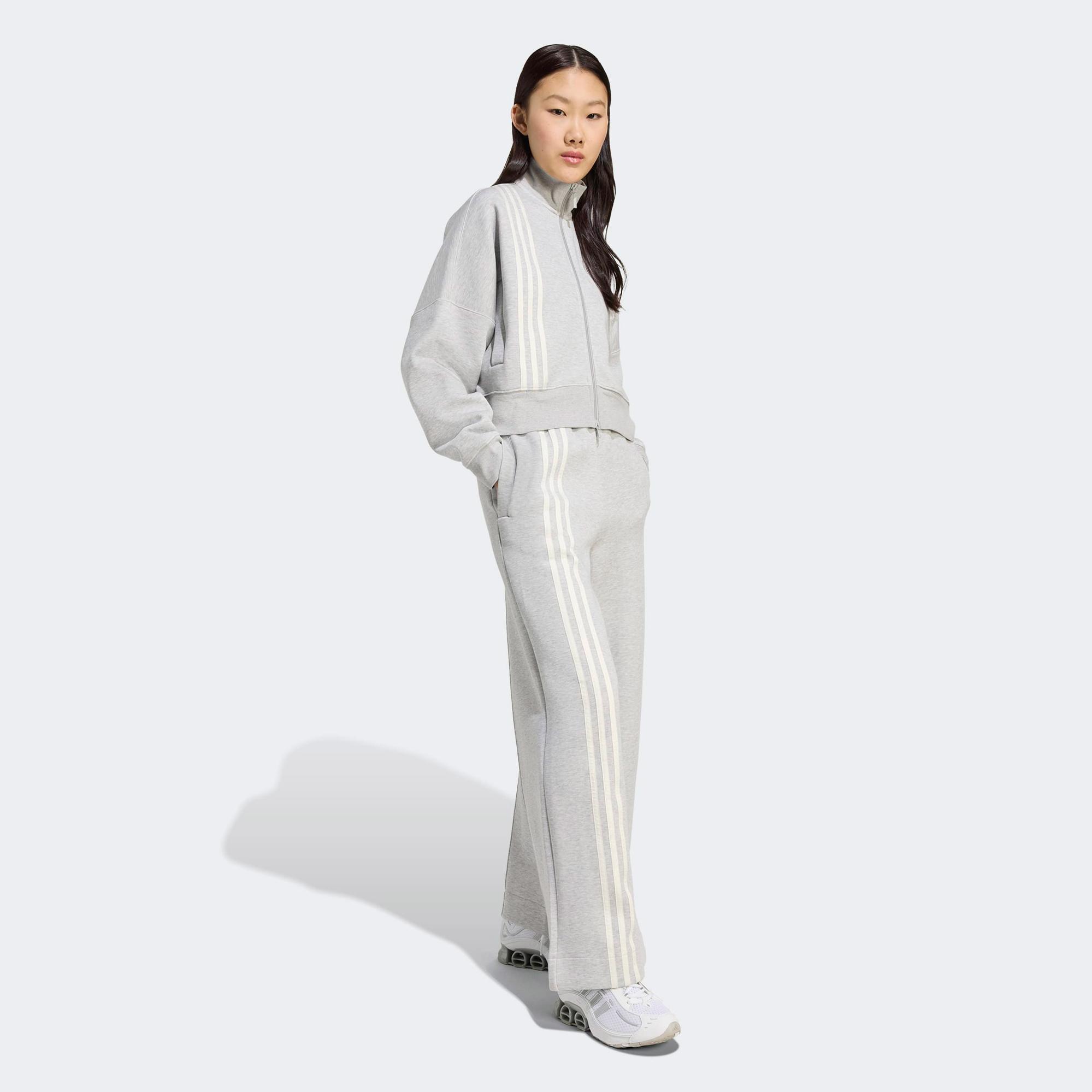 adidas Off Placed 3 Çizgili Kadın Gri Hırka