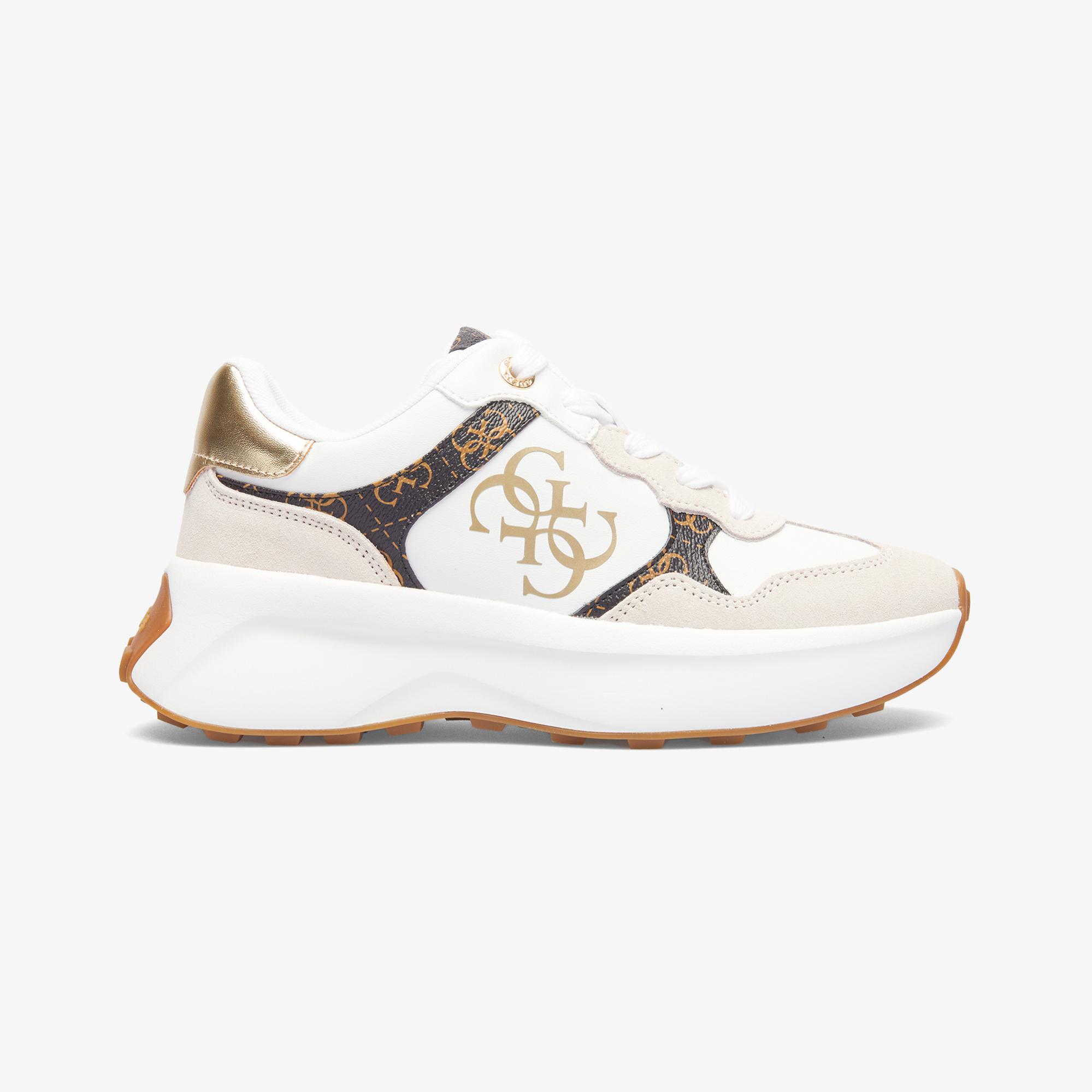 Guess Luckei Printed Eco Leather Active Kadın Beyaz Sneaker