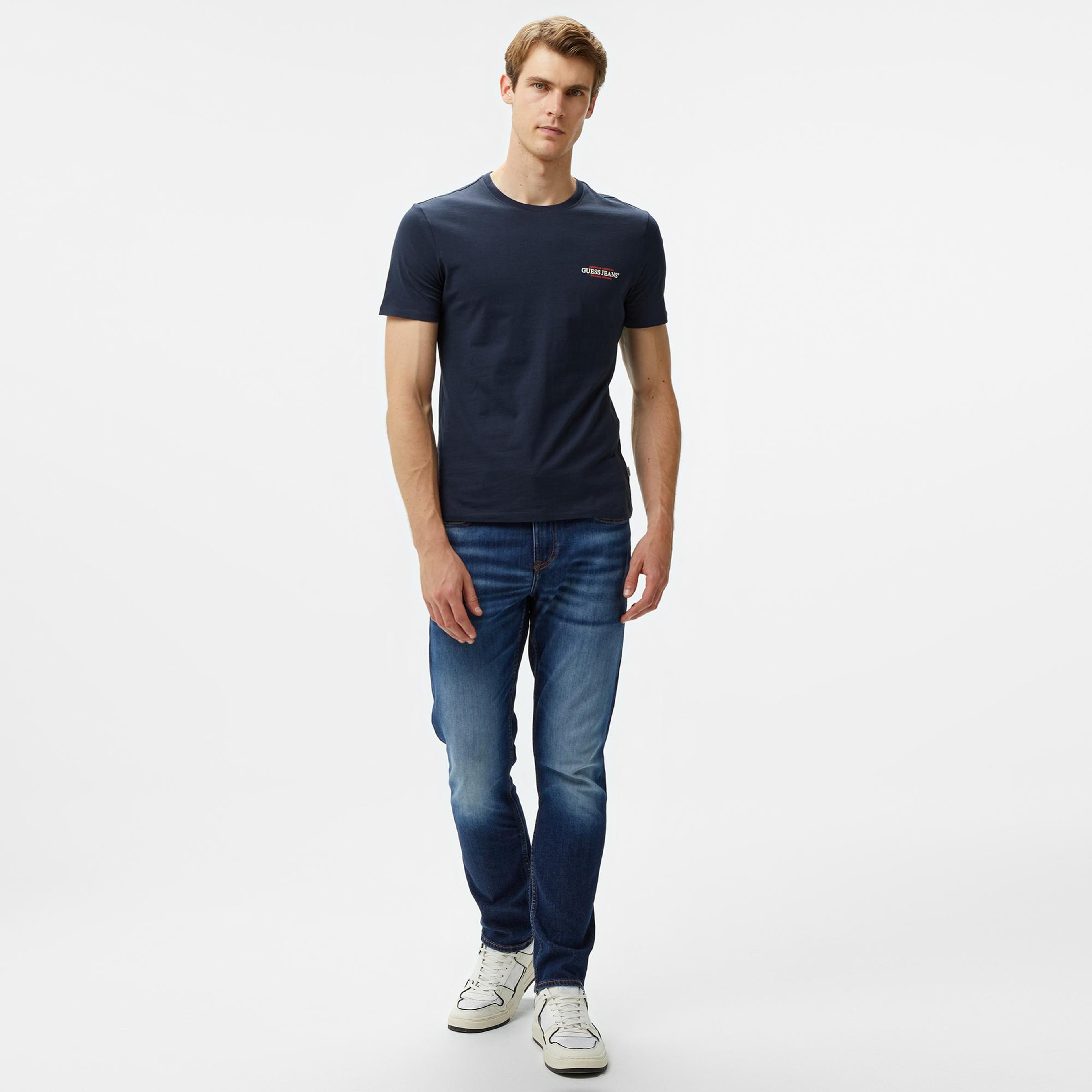 Guess Slim America Organic Cotton Erkek Lacivert T-Shirt