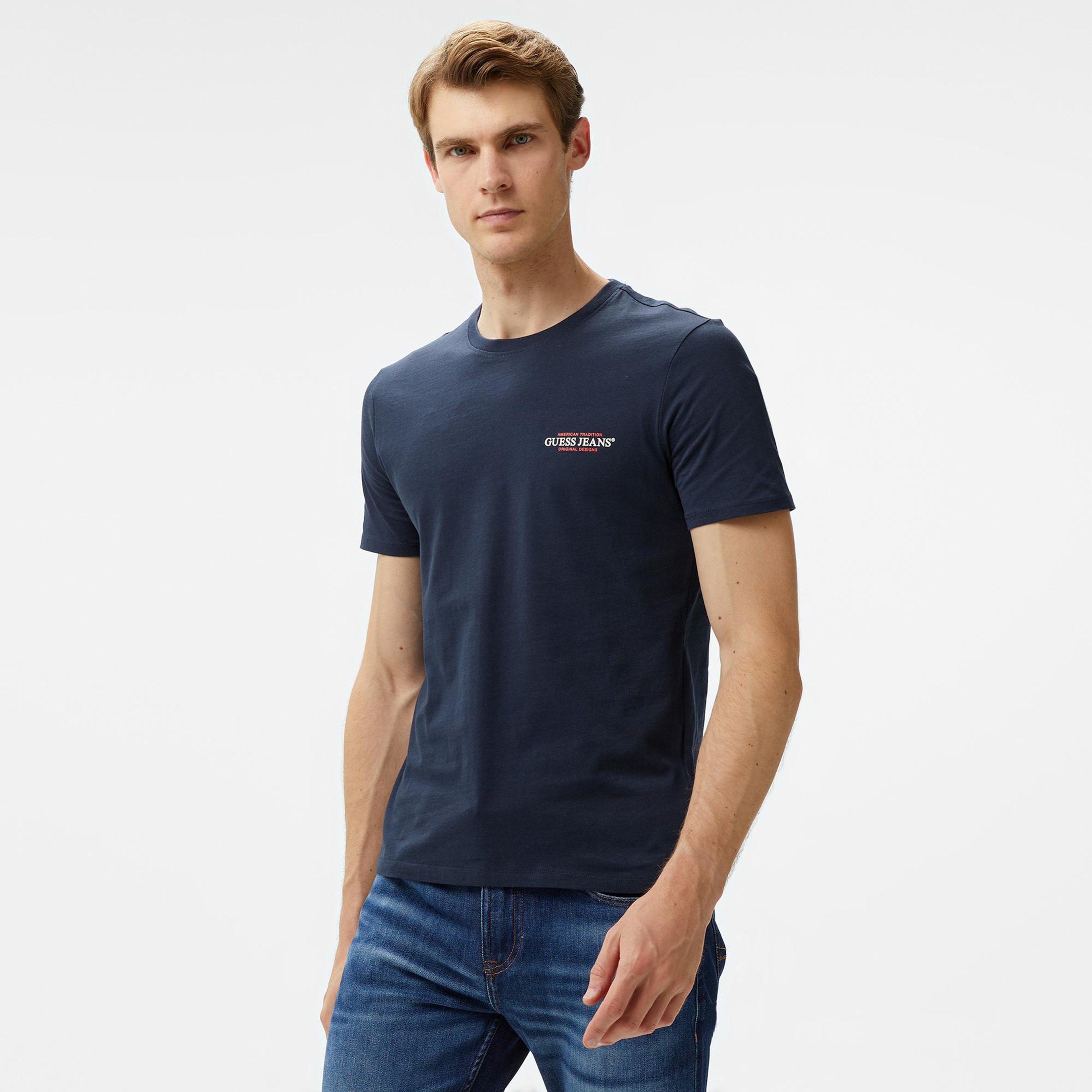 Guess Slim America Organic Cotton Erkek Lacivert T-Shirt