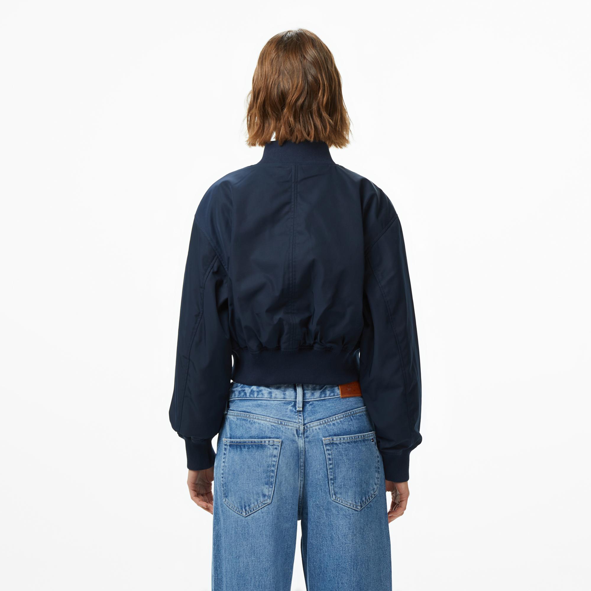 Tommy Hilfiger Nylon Regular Cropped Kadın Bomber Lacivert Ceket