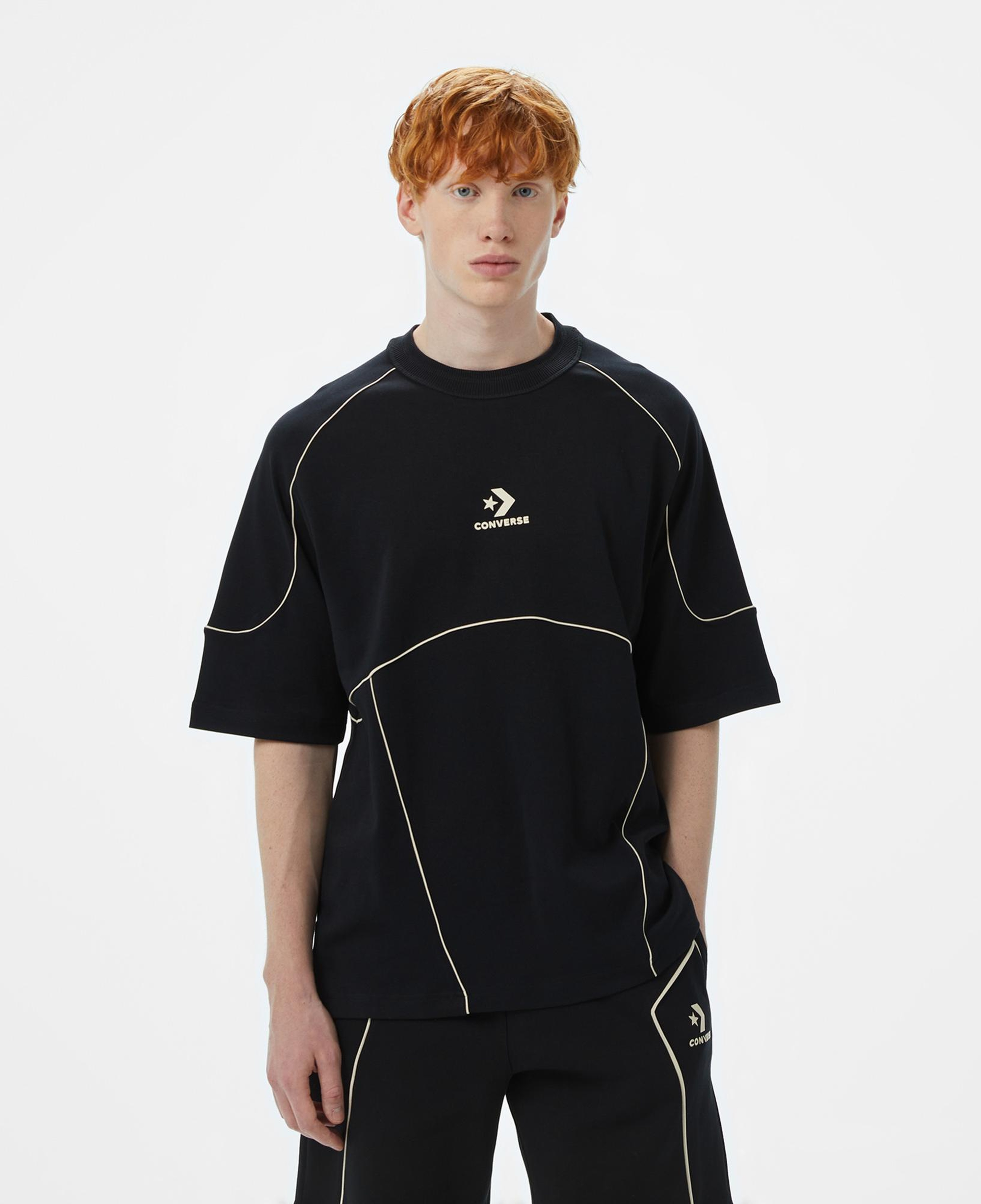 Converse Star Chevron Baskılı Oversize Fit Erkek Siyah T-Shirt